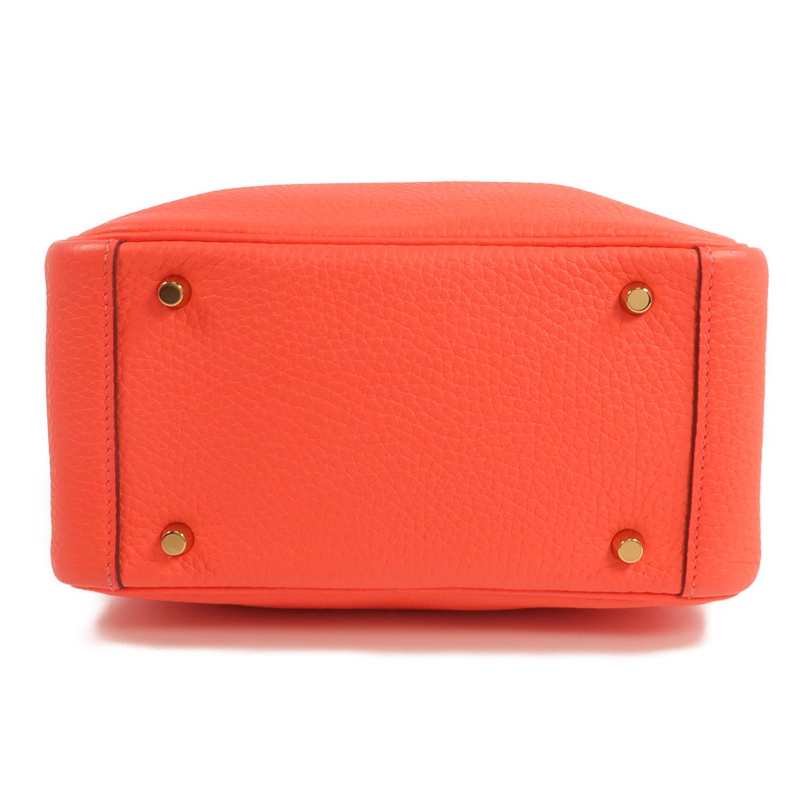 HERMES Clemence皮革Mini Lindy金扣手挽肩背兩用袋Rouge Tomate