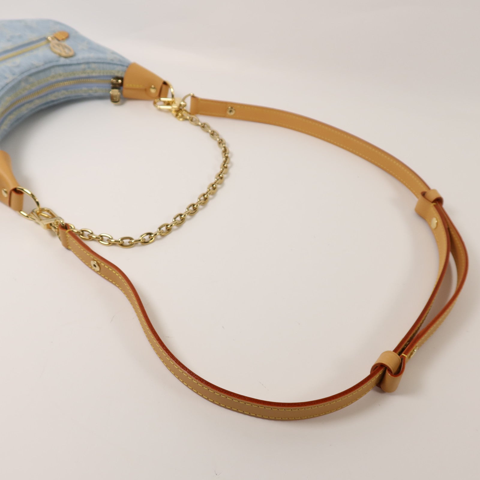 LOUIS VUITTON Monogram Denim Loop金扣鏈帶肩背袋