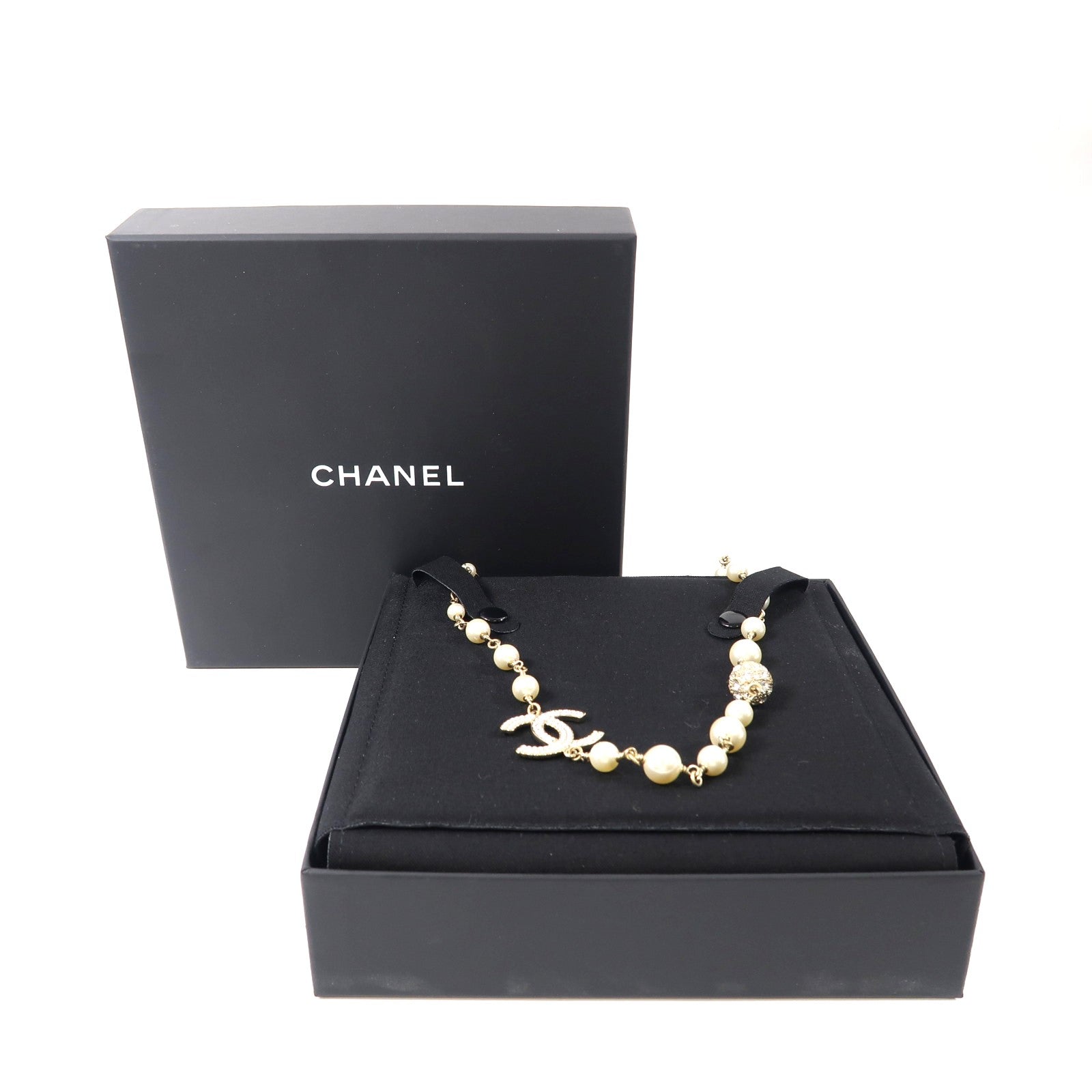 CHANEL 金屬/PVC Necklace項鍊金色/白色