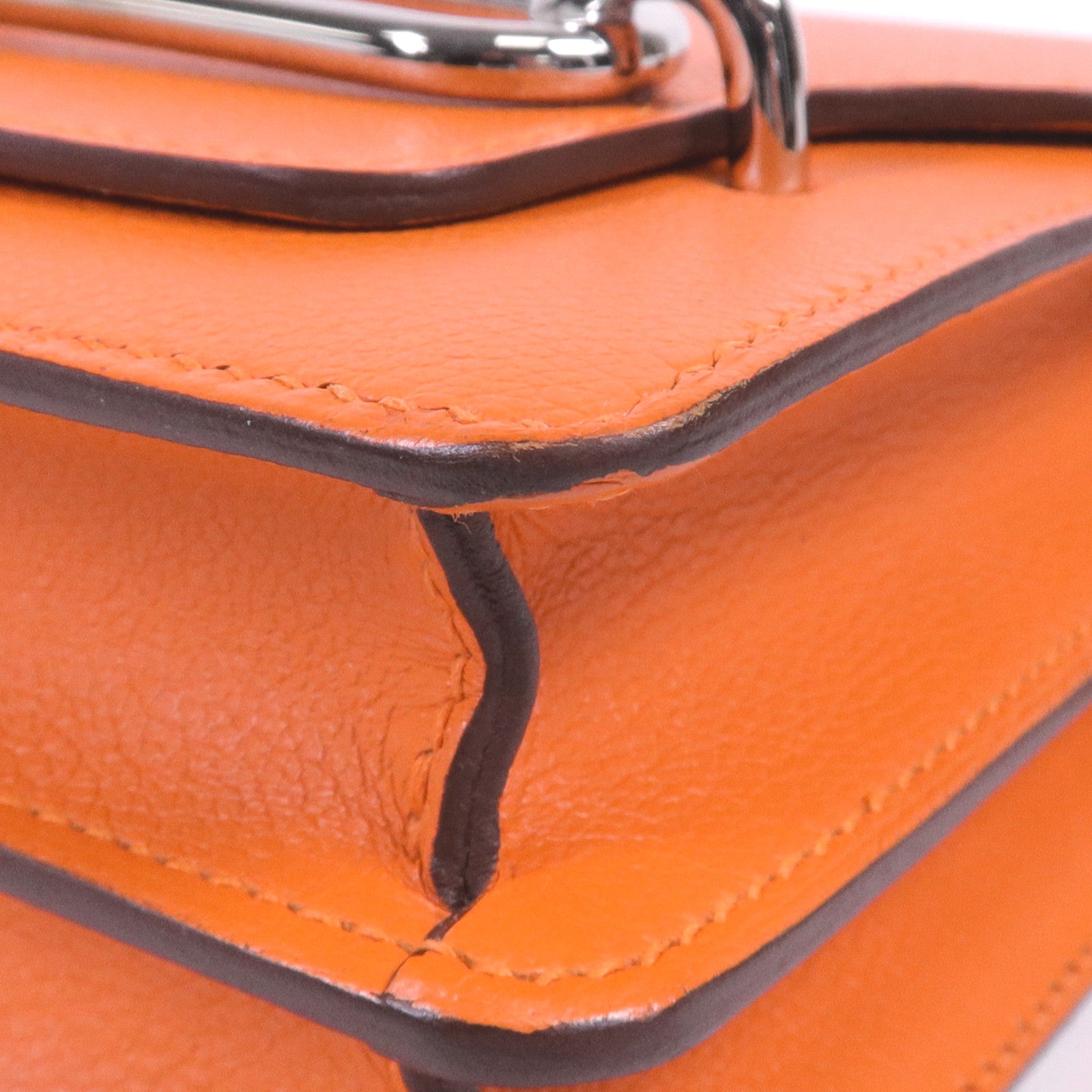 HERMES EverColour皮革Roulis Mini銀扣肩背袋Feu