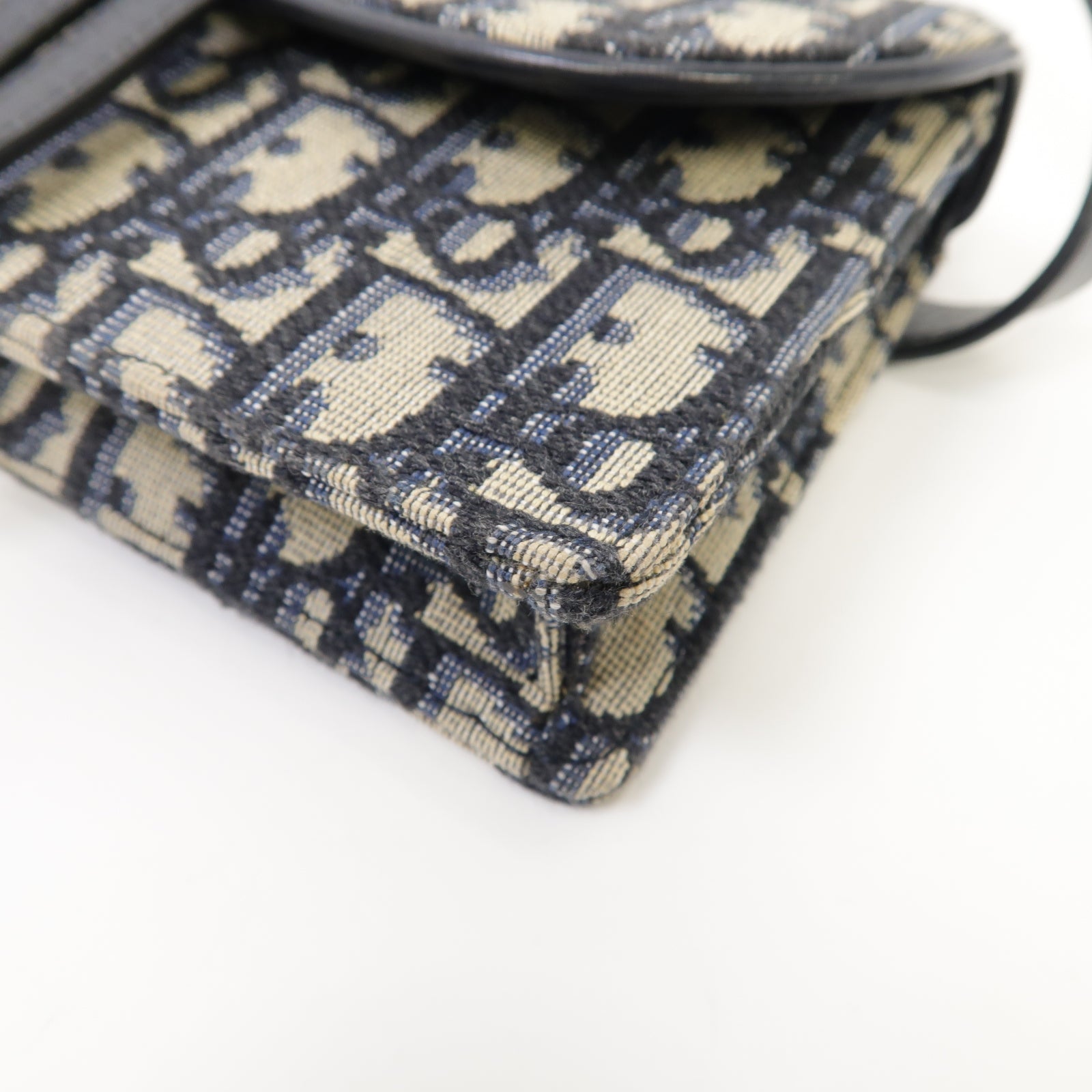 Dior 帆布Oblique Saddle Belt Bag金扣腰包藍色