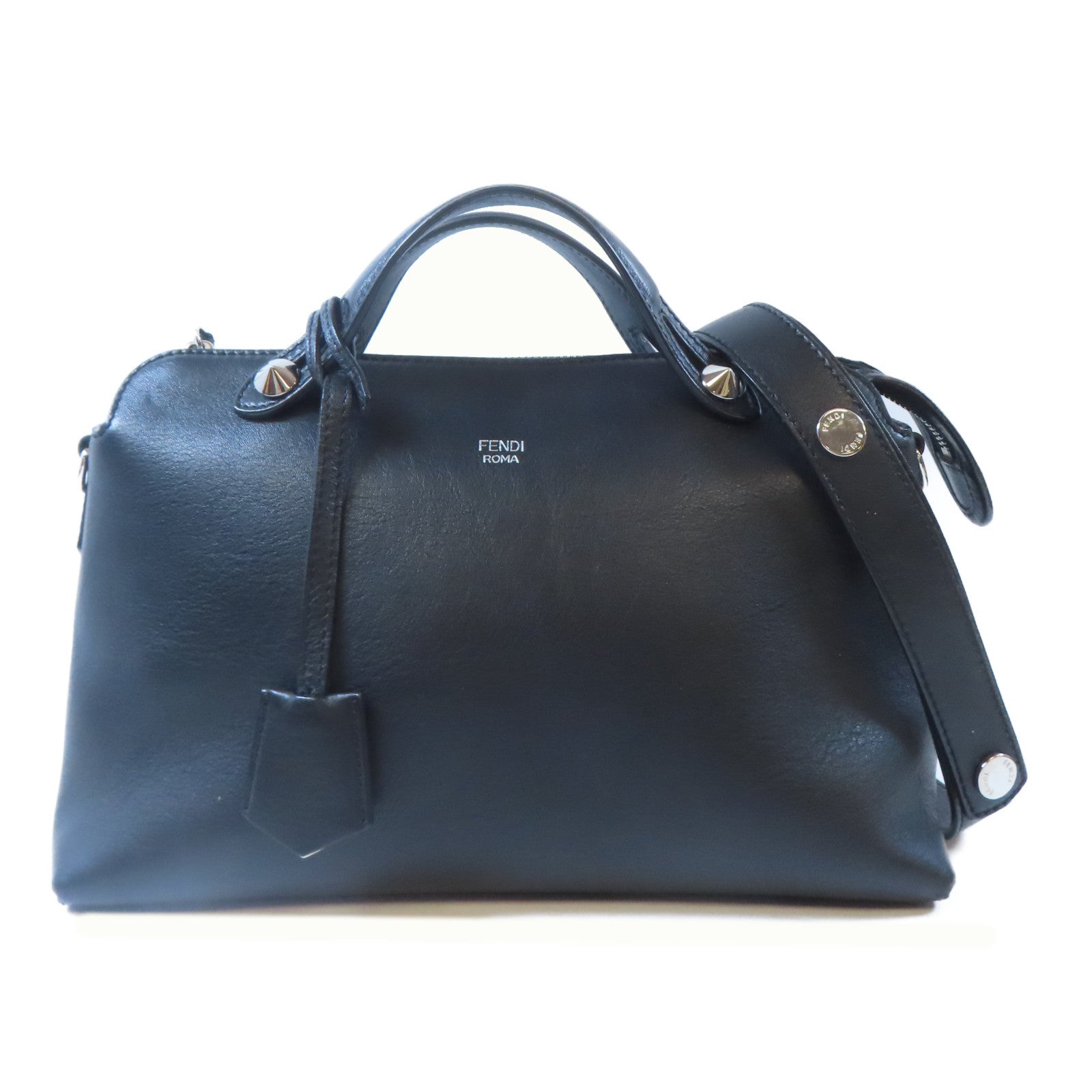 FENDI 牛皮皮革By The Way銀扣手挽肩背兩用袋黑色