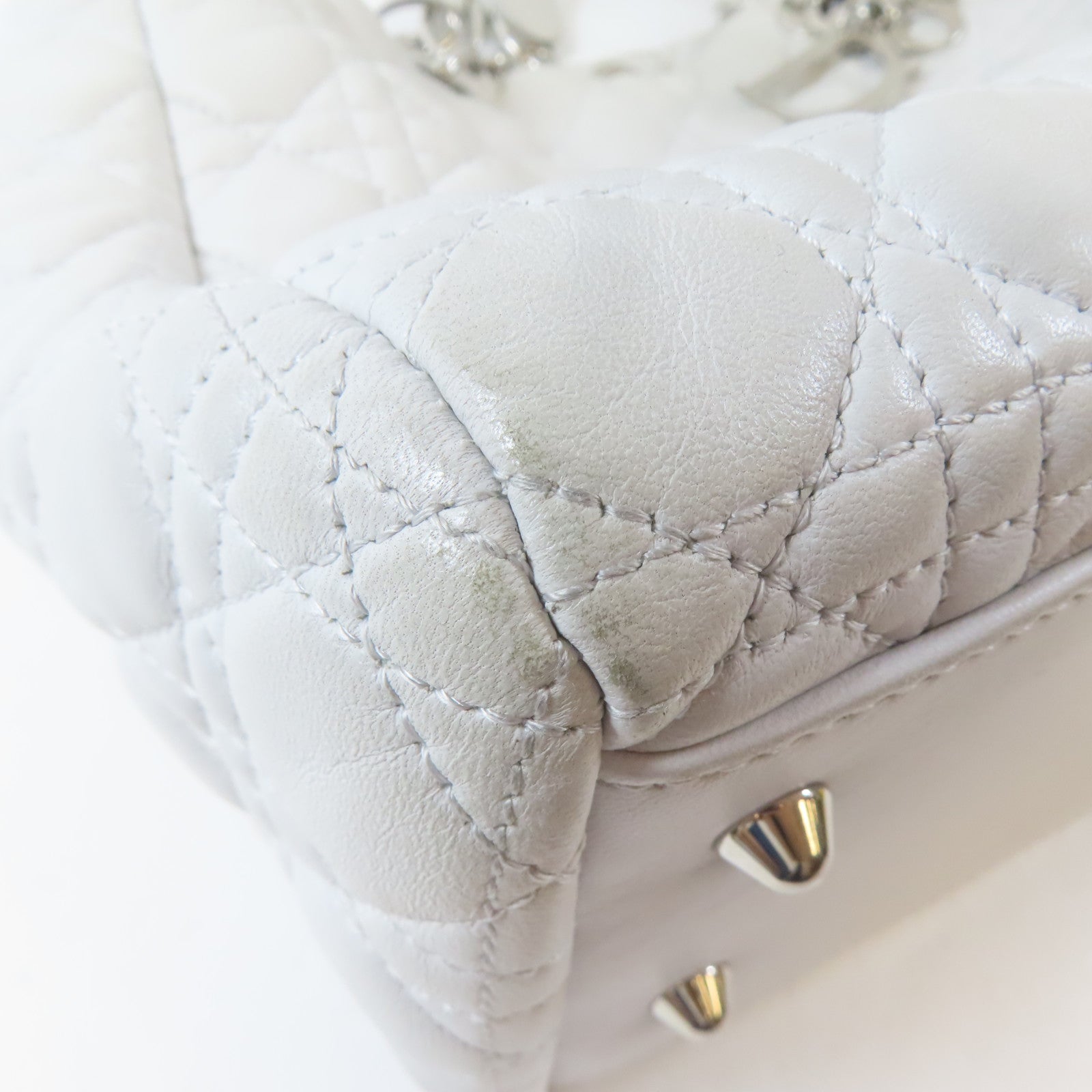 Dior 牛皮皮革Shoulder Bag銀扣鏈帶肩背袋白色