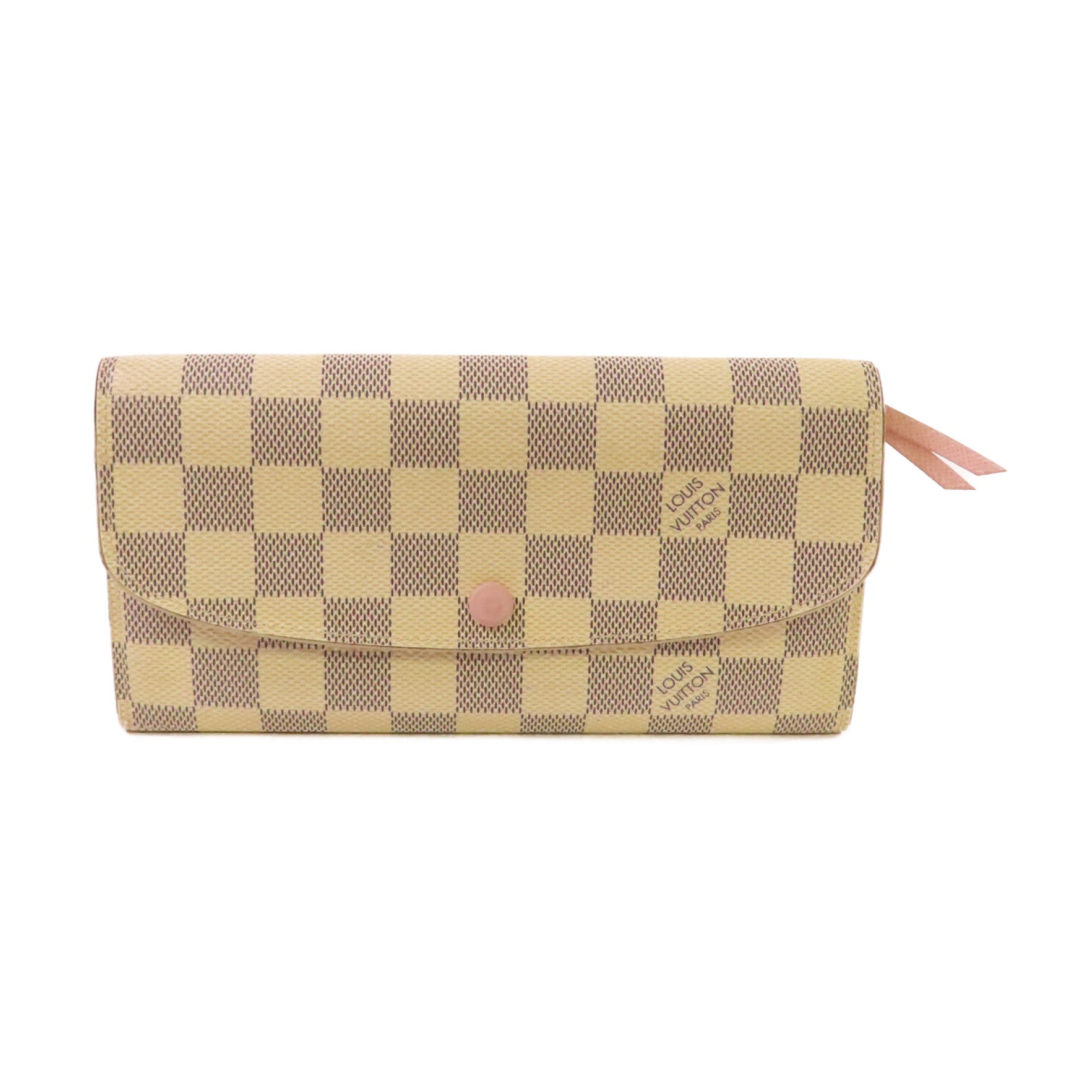 LOUIS VUITTON 【激減優惠】Damier Azur Emilie Long Wallet金扣長錢包米白色/粉紅色