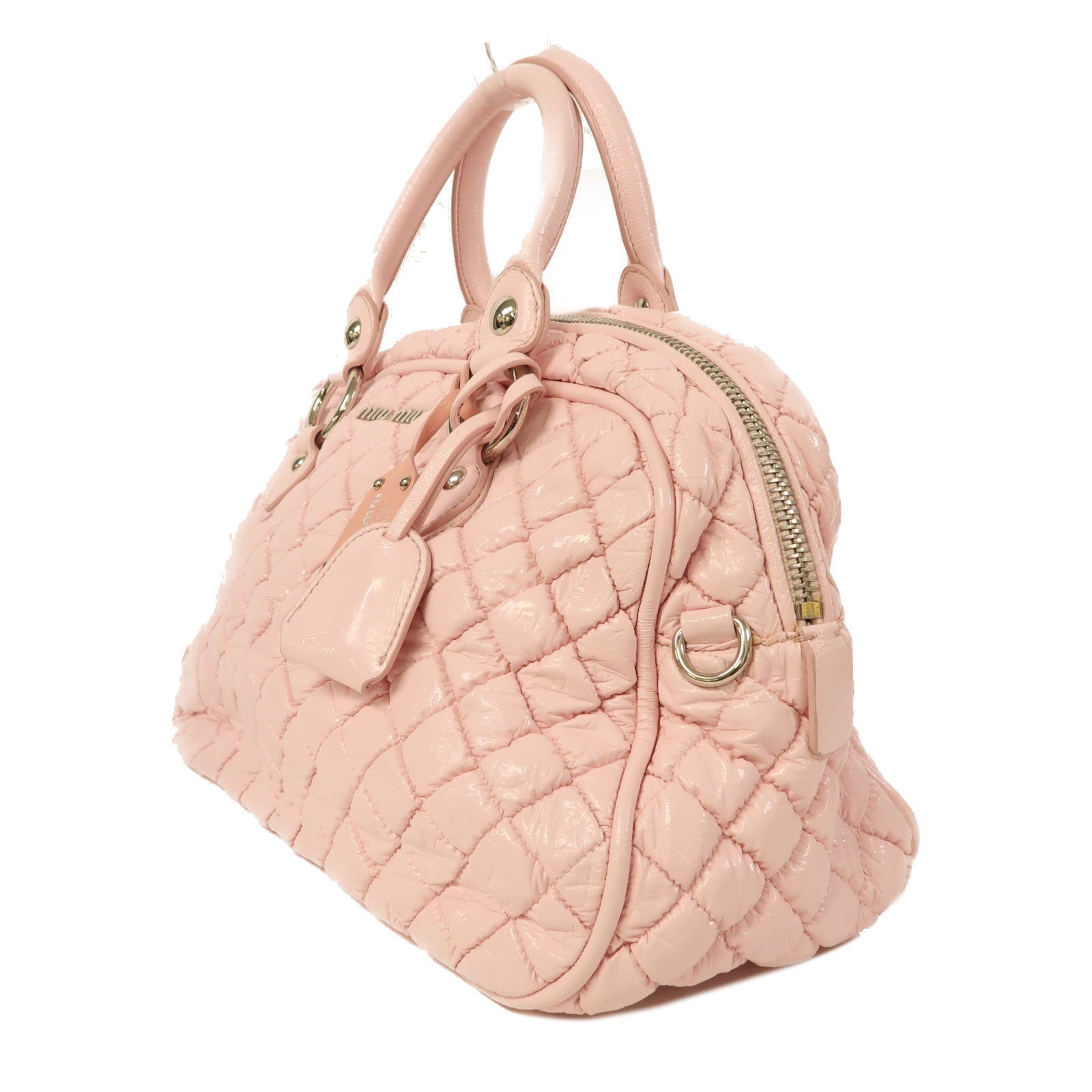 Miu Miu 漆皮皮革Shoulder Bag銀扣手挽肩背兩用袋粉紅色