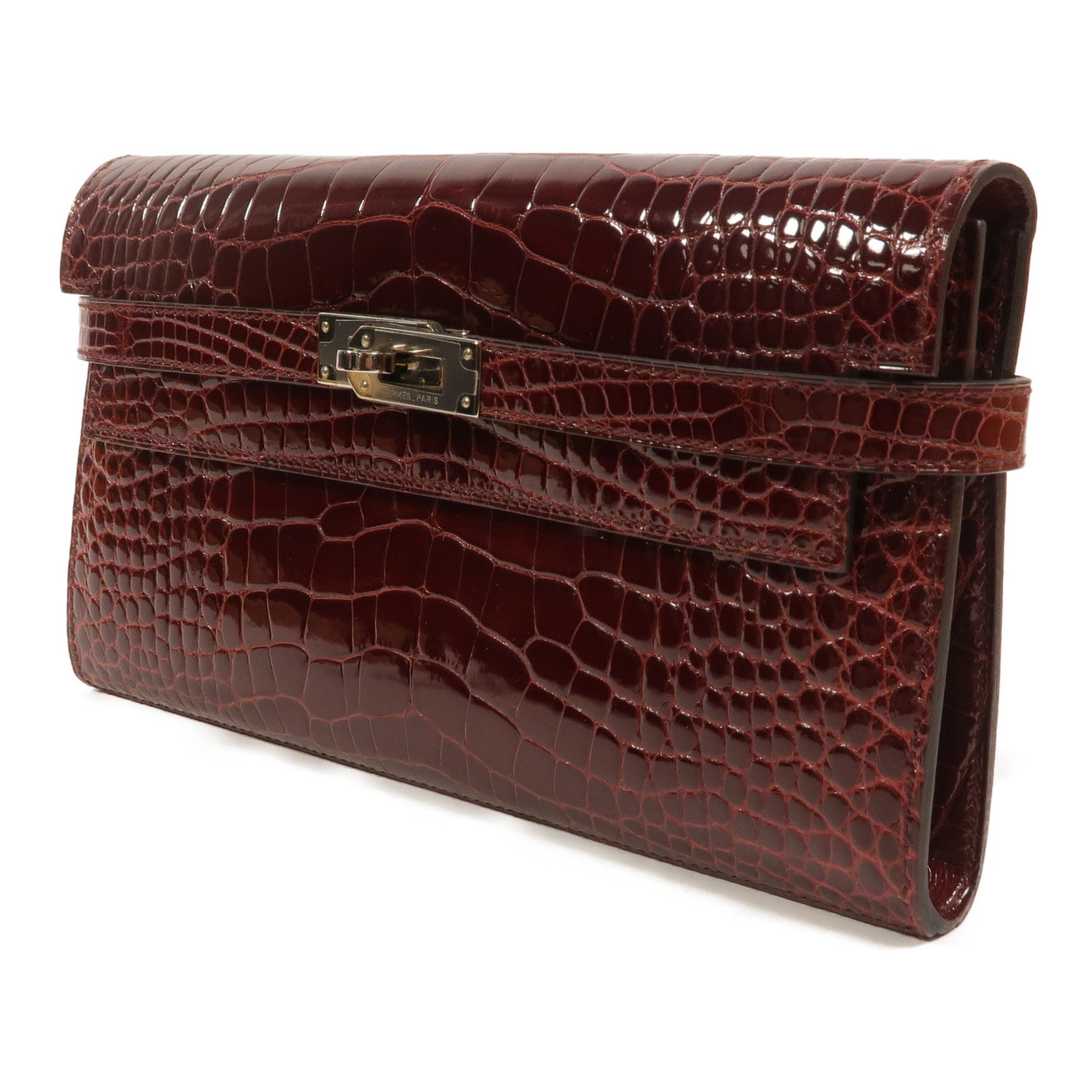 HERMES Alligator皮革Kelly Long Wallet長錢包Bourgogne