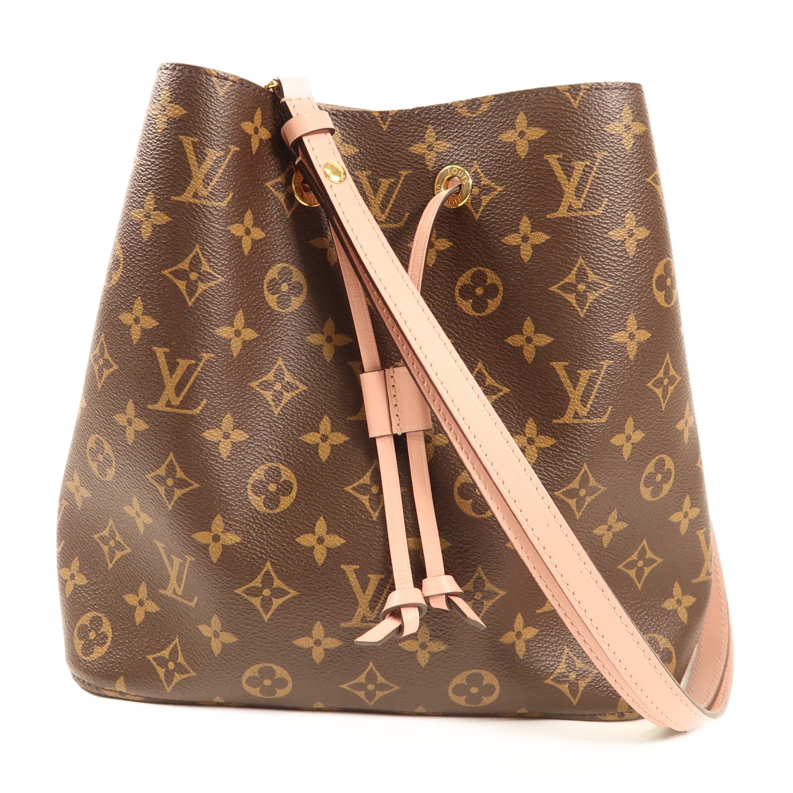 LOUIS VUITTON Monogram Neo Noe金扣手挽肩背兩用袋棕色/粉紅色
