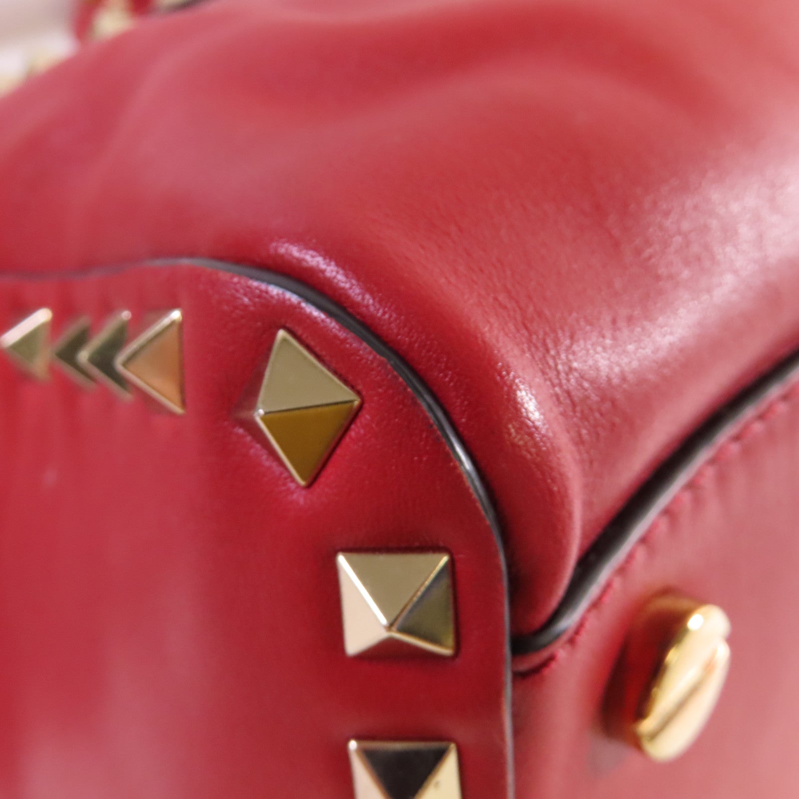 Valentino 牛皮皮革Rockstud 2Way Shoulder Bag金扣手挽肩背兩用袋紅色