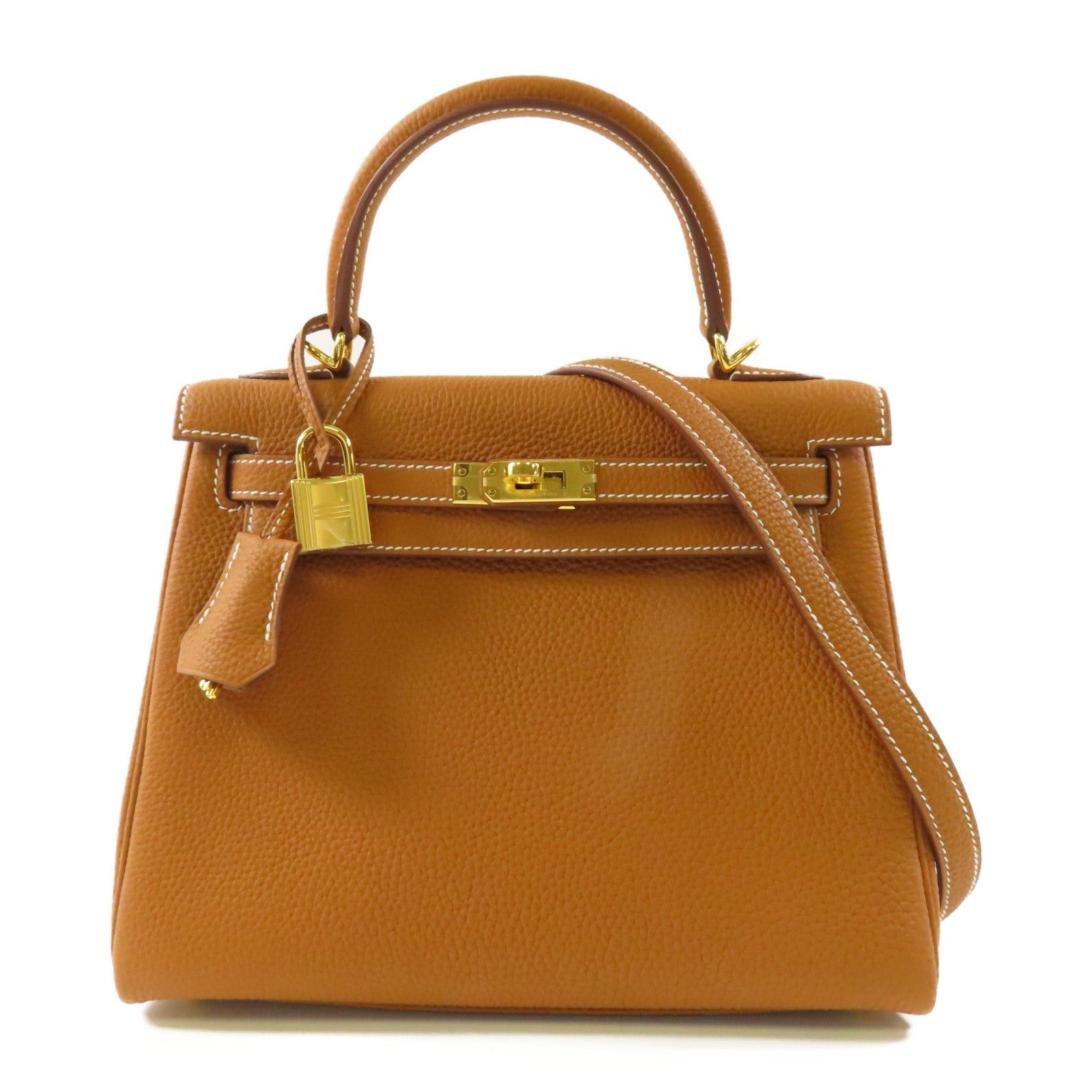 HERMES 【激減優惠】Togo皮革Kelly 25金扣手挽肩背兩用袋Gold