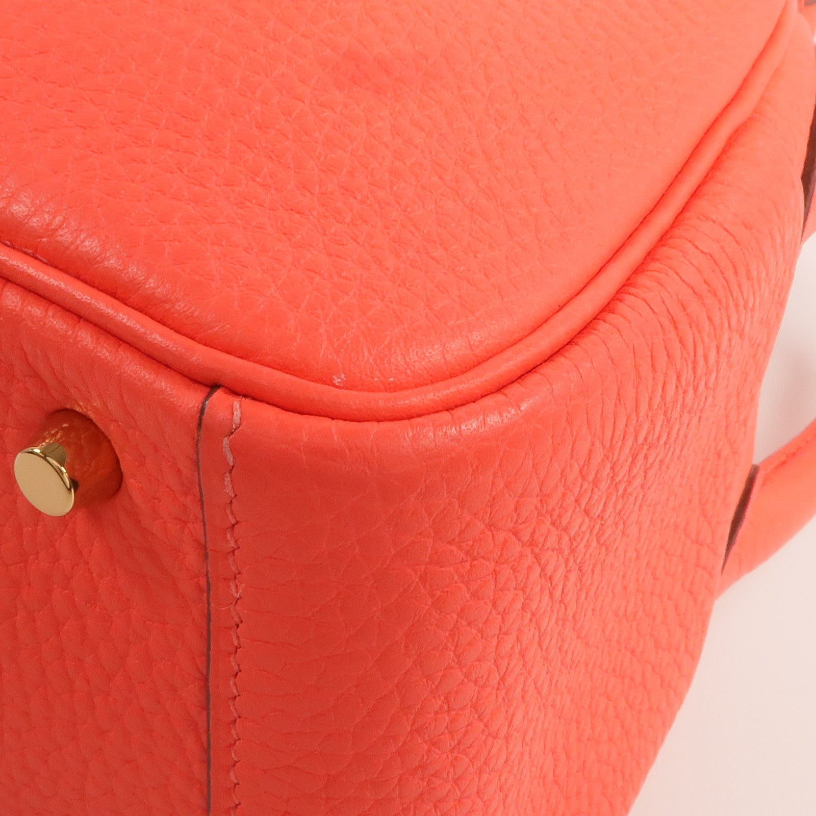 HERMES Clemence皮革Mini Lindy金扣手挽肩背兩用袋Rouge Tomate