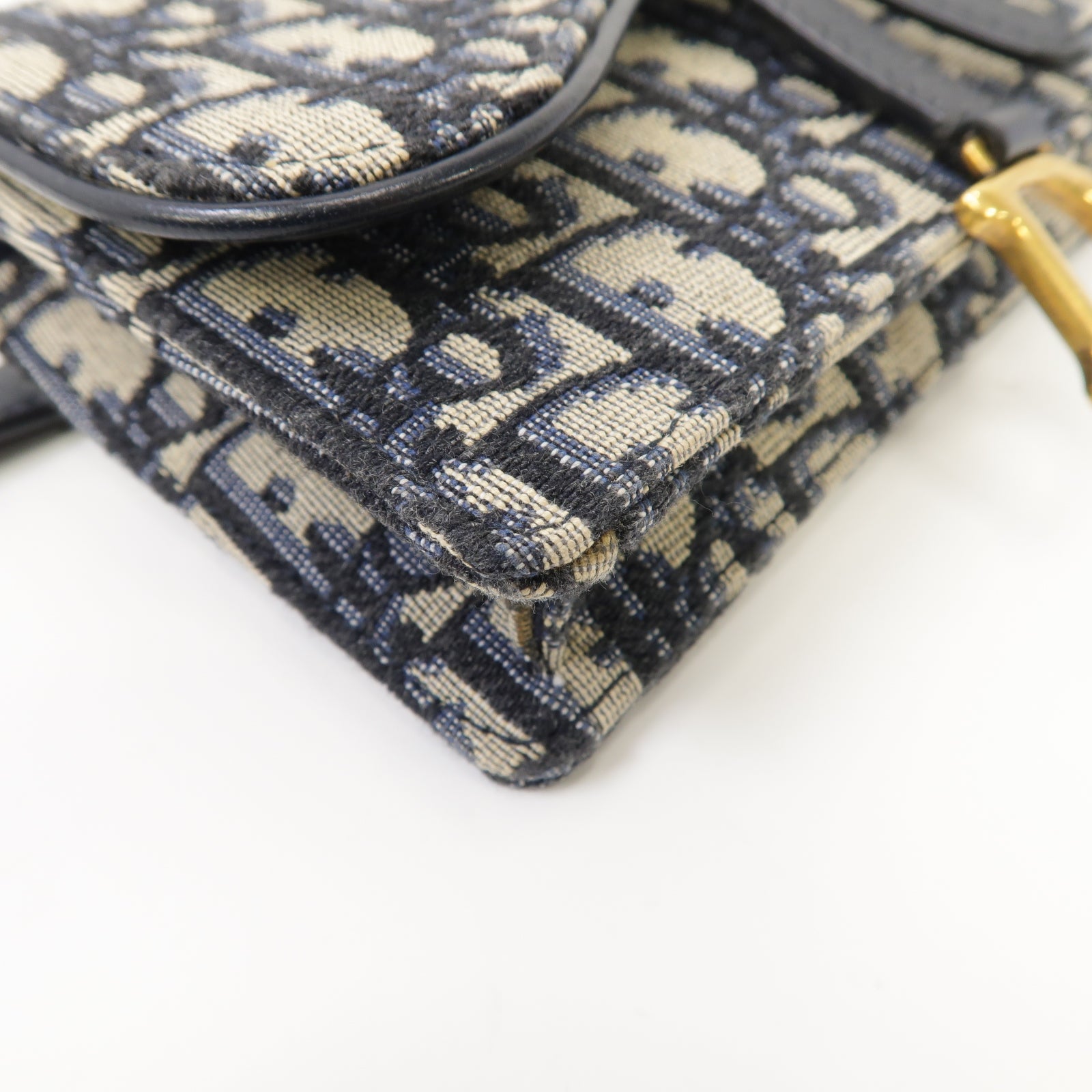 Dior 帆布Oblique Saddle Belt Bag金扣腰包藍色