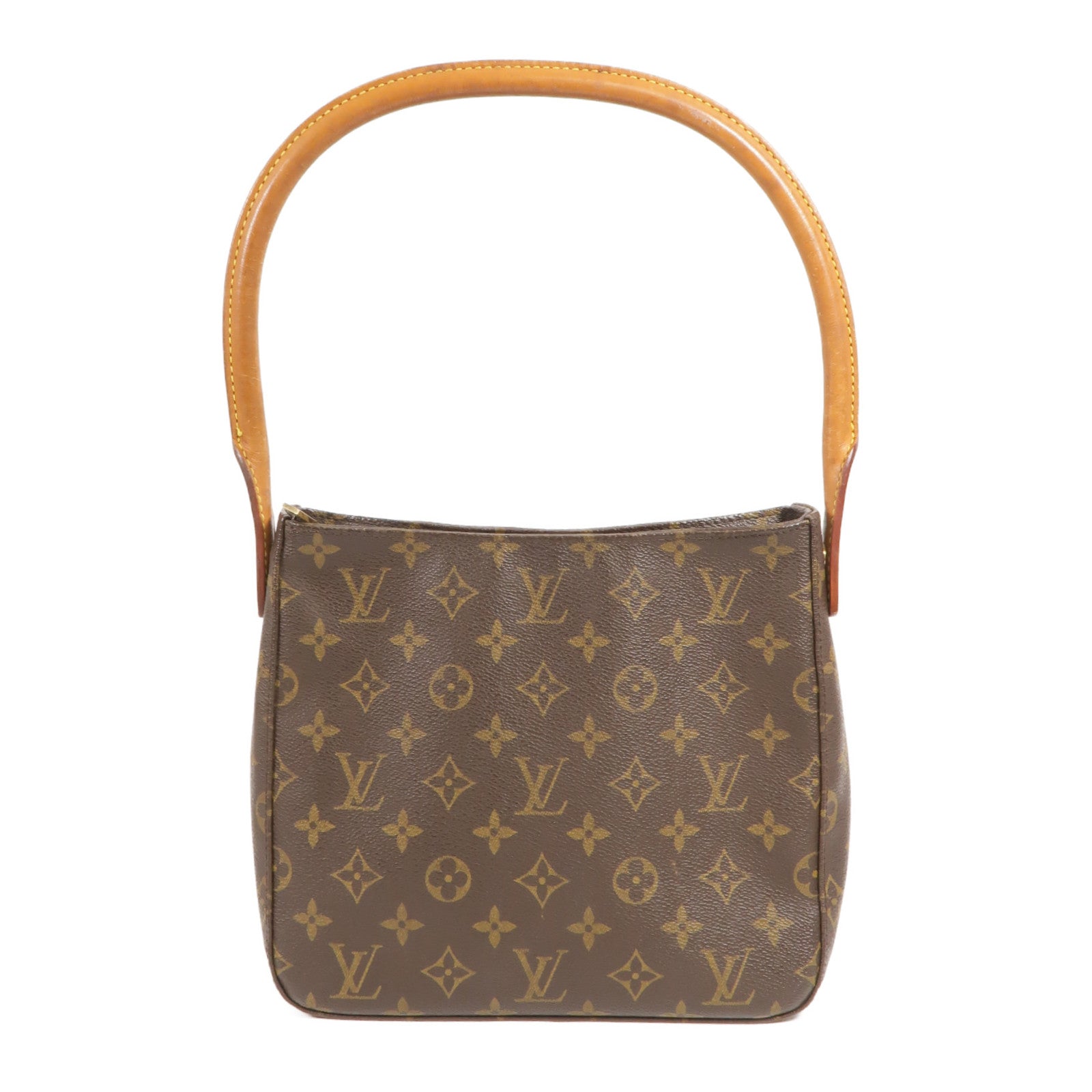 LOUIS VUITTON Monogram Looping MM金扣肩背袋棕色