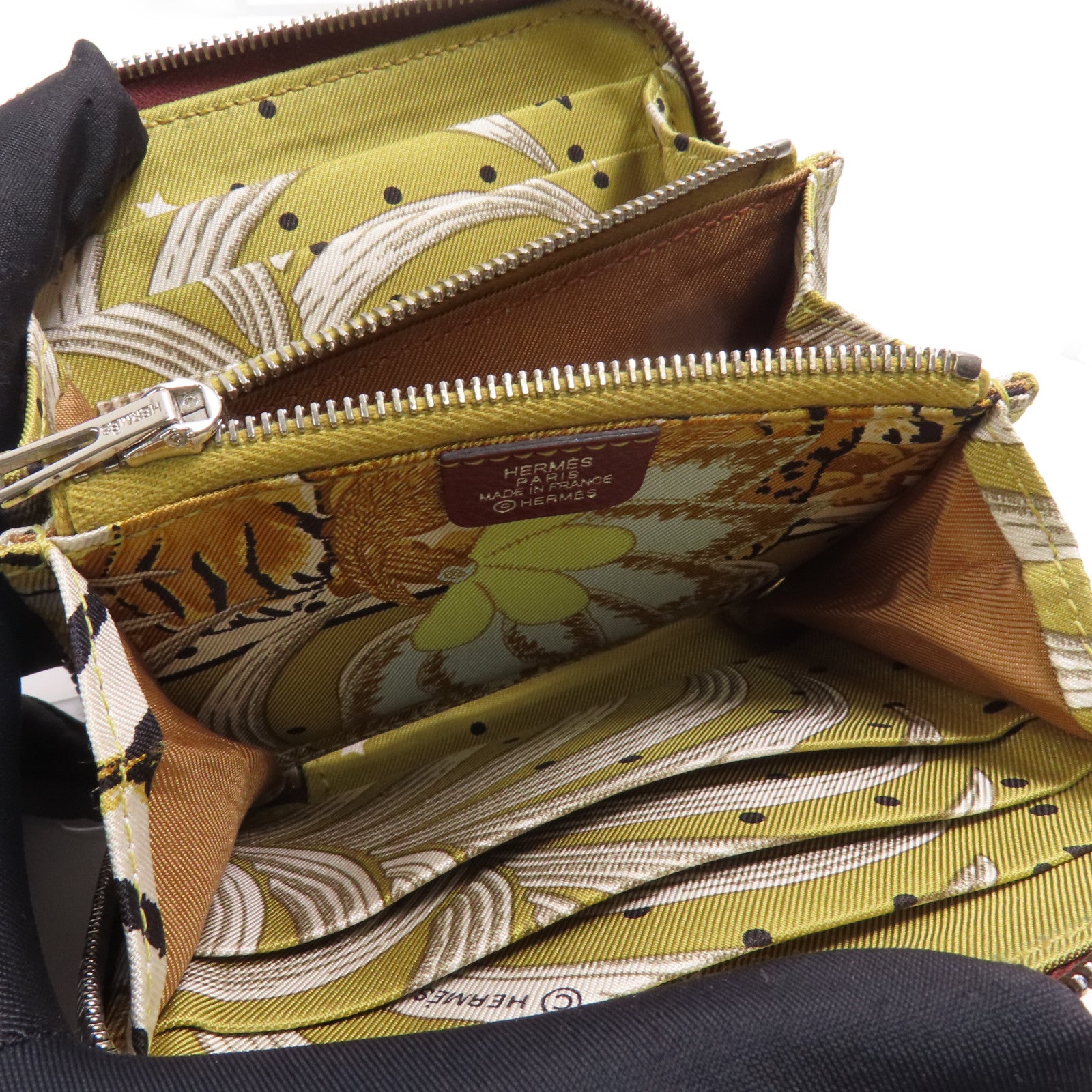 HERMES Epsom皮革Silk In Compact銀扣錢包