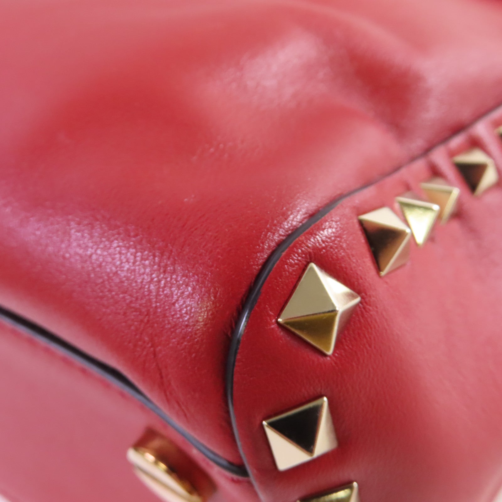 Valentino 牛皮皮革Rockstud 2Way Shoulder Bag金扣手挽肩背兩用袋紅色