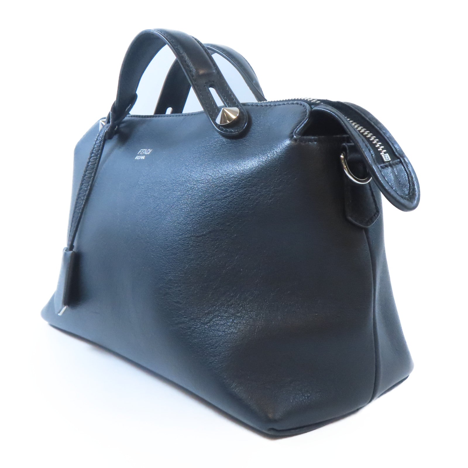 FENDI 牛皮皮革By The Way銀扣手挽肩背兩用袋黑色