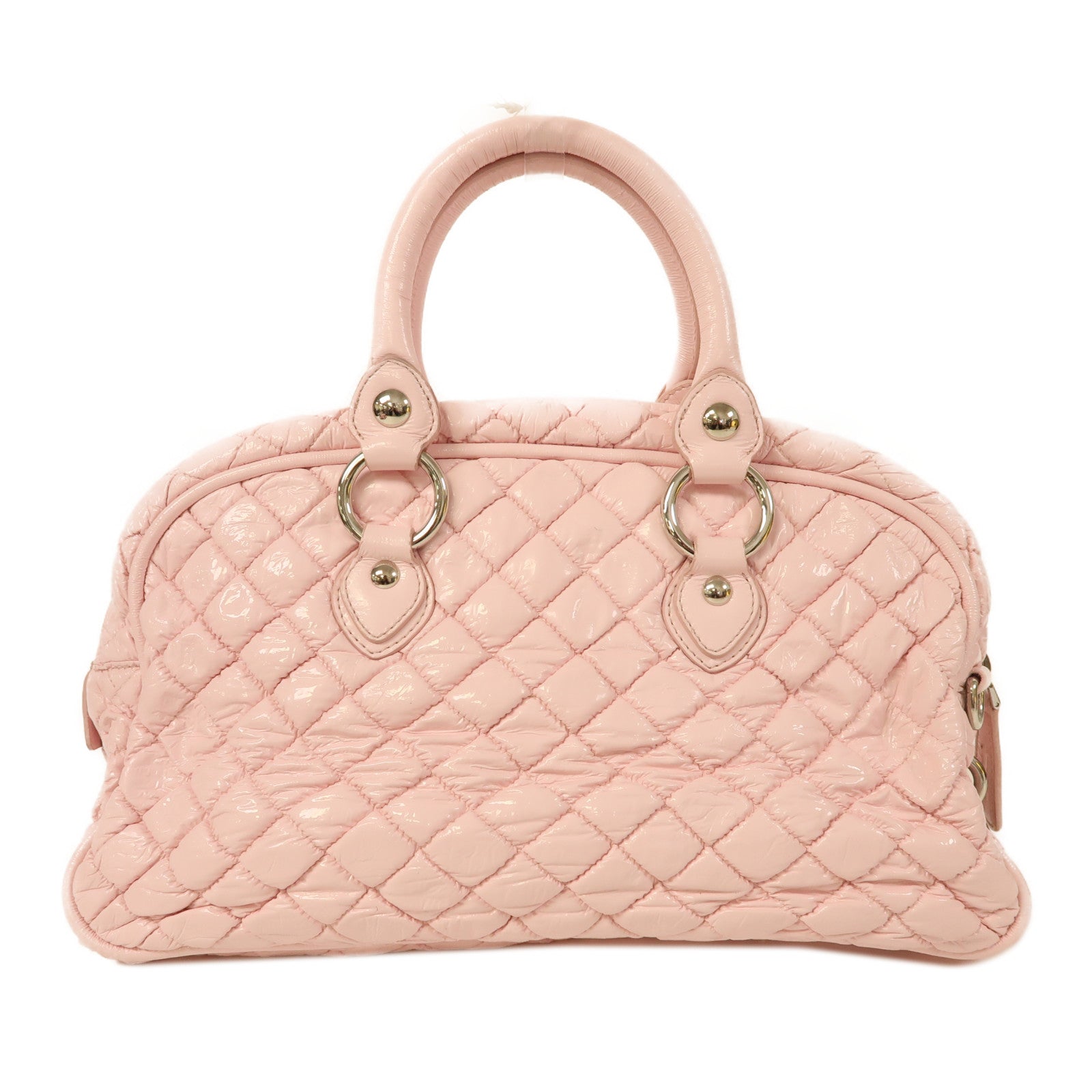 Miu Miu 漆皮皮革Shoulder Bag銀扣手挽肩背兩用袋粉紅色