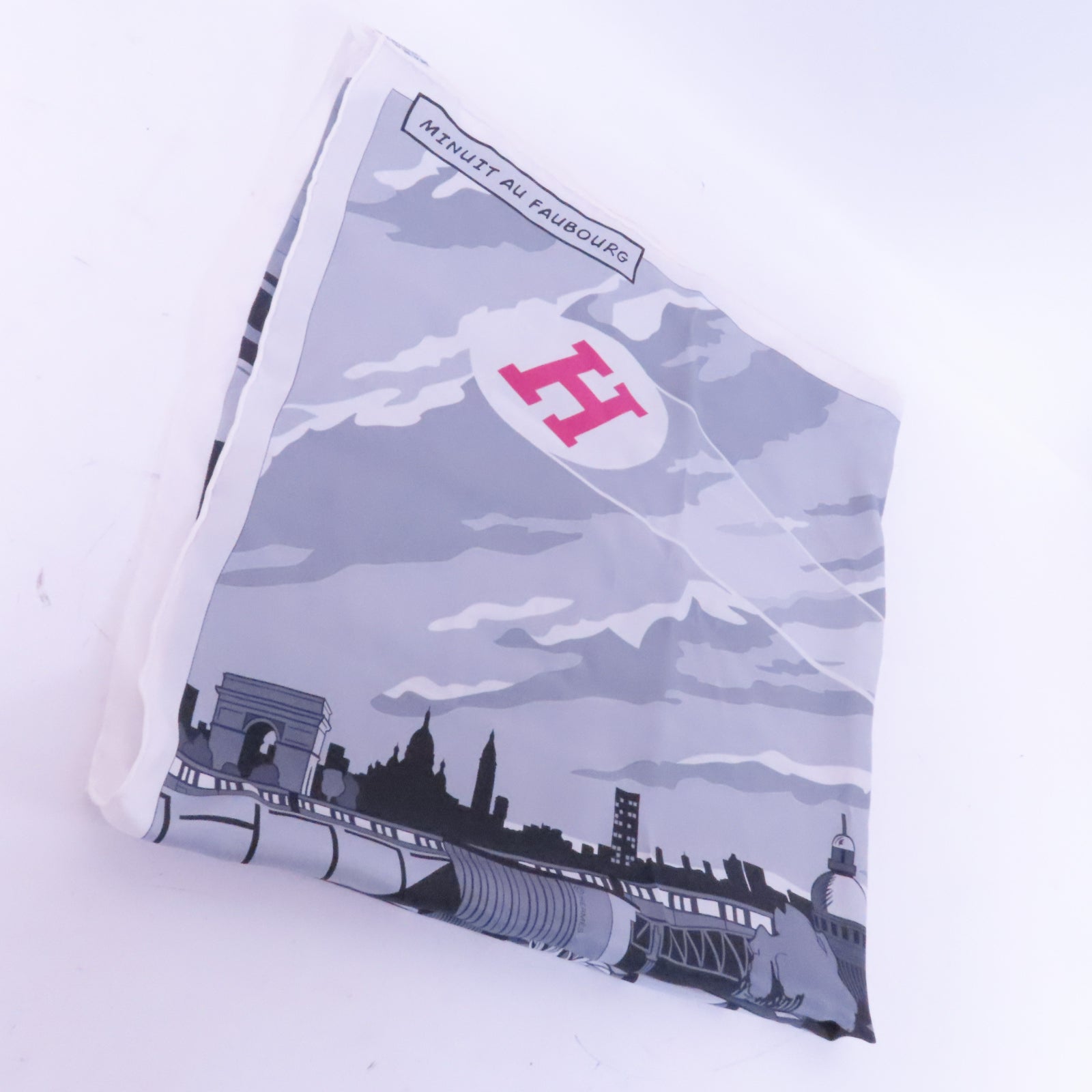 HERMES 絲質Scarf圍巾灰色