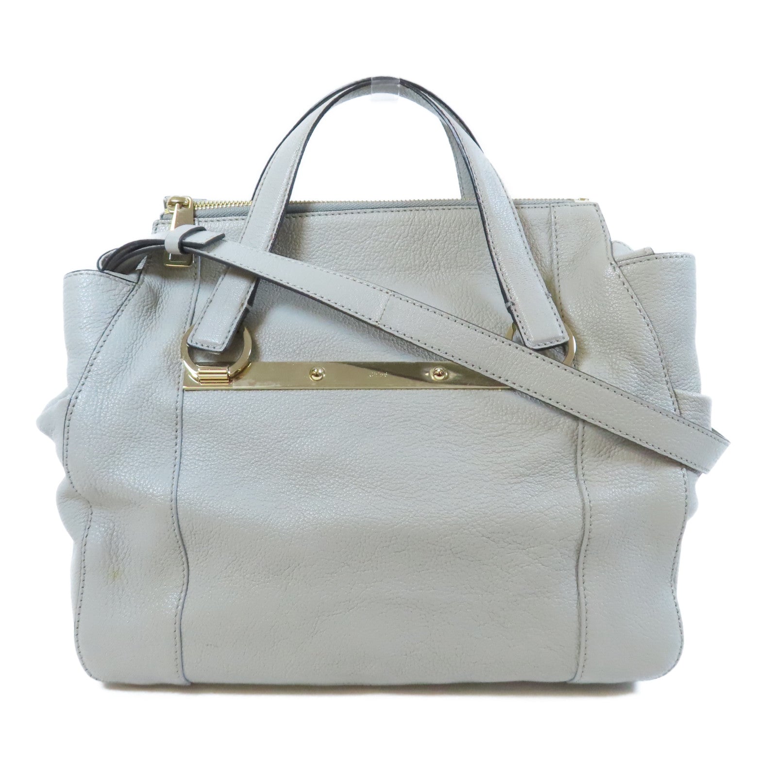 Chloe 【激減優惠】牛皮皮革2 Way Shoulder Bag金扣手挽肩背兩用袋灰色