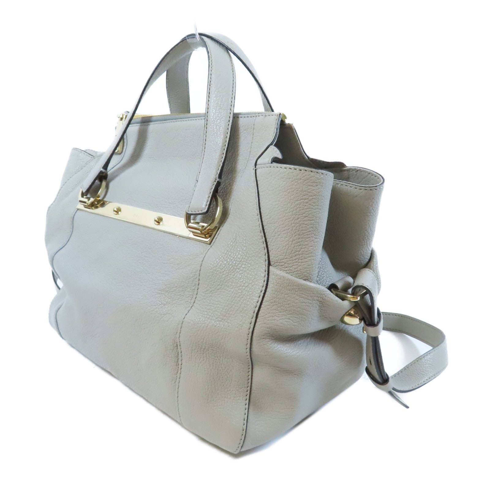 Chloe 【激減優惠】牛皮皮革2 Way Shoulder Bag金扣手挽肩背兩用袋灰色
