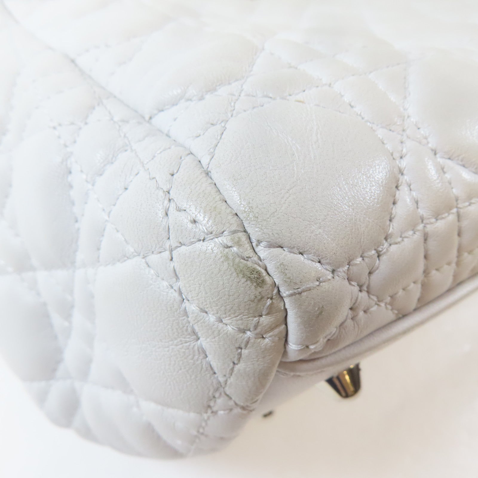 Dior 牛皮皮革Shoulder Bag銀扣鏈帶肩背袋白色