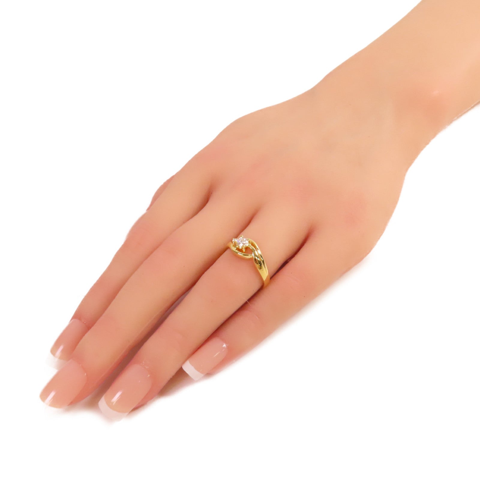 JEWELRY 【激減優惠】18K黃金/0.25ct鑽石/0.02ct鑽石Diamond Ring戒指US#6