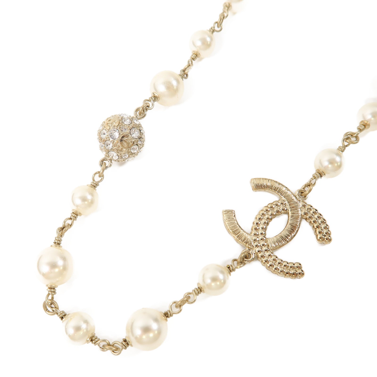 CHANEL 金屬/PVC Necklace項鍊金色/白色