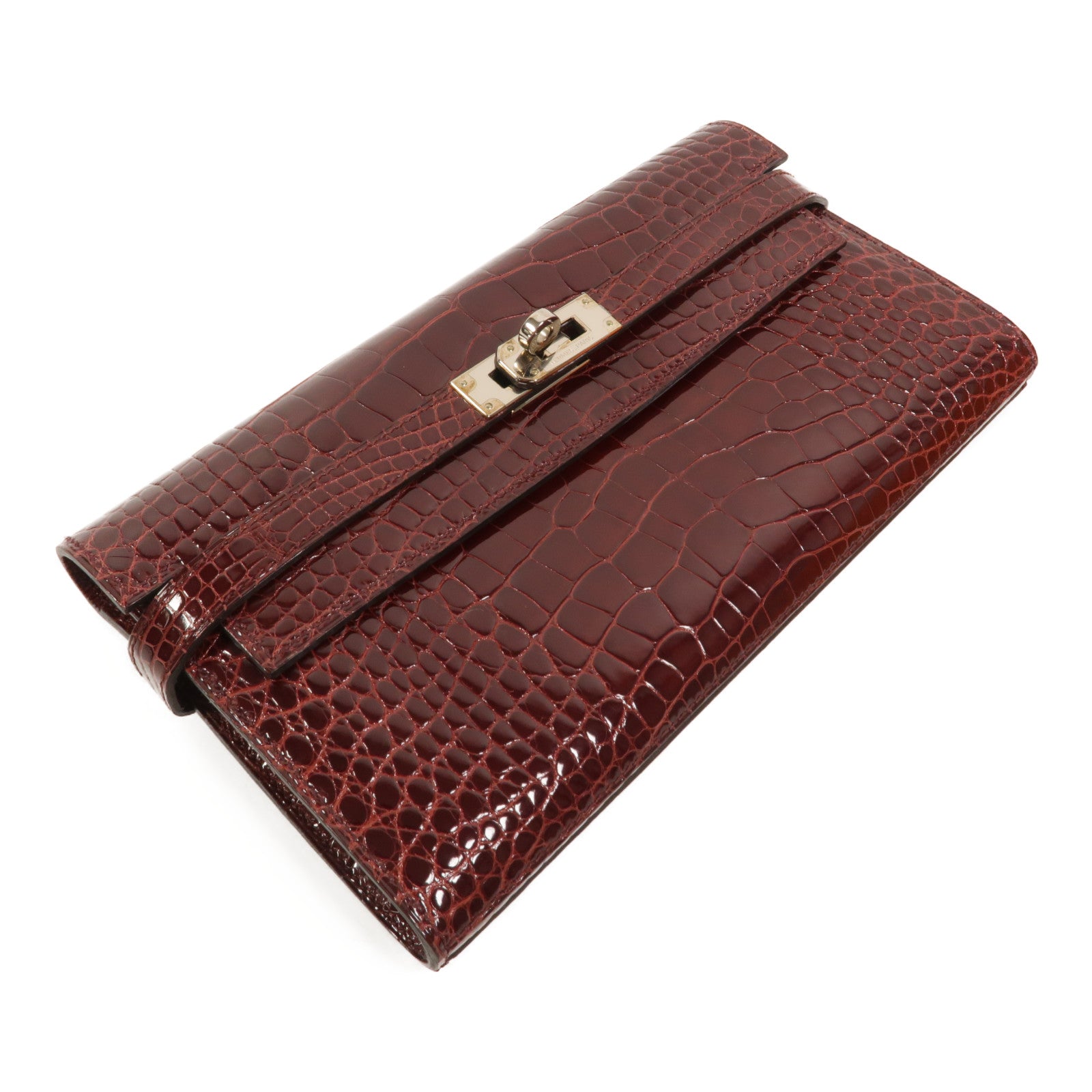 HERMES Alligator皮革Kelly Long Wallet長錢包Bourgogne