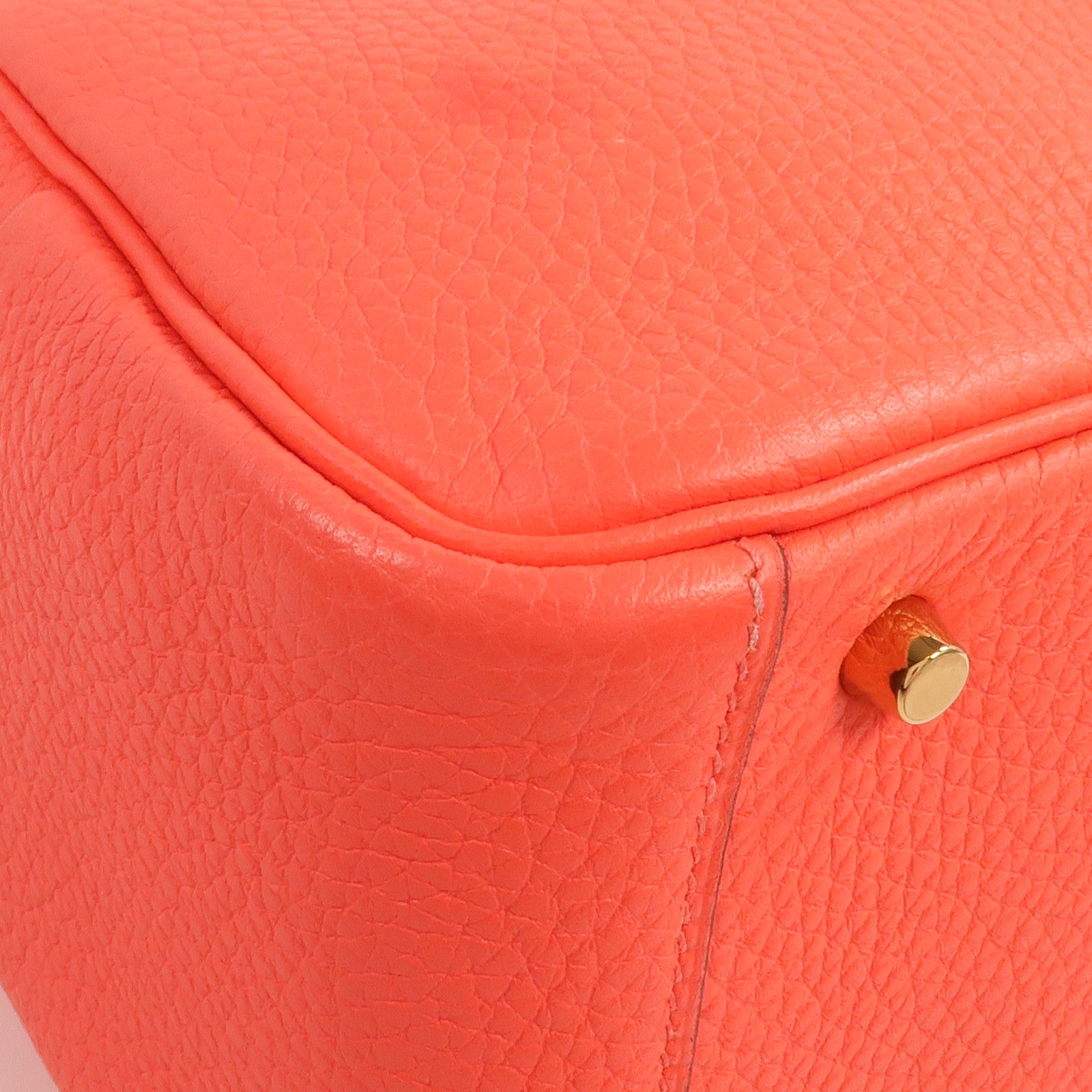 HERMES Clemence皮革Mini Lindy金扣手挽肩背兩用袋Rouge Tomate