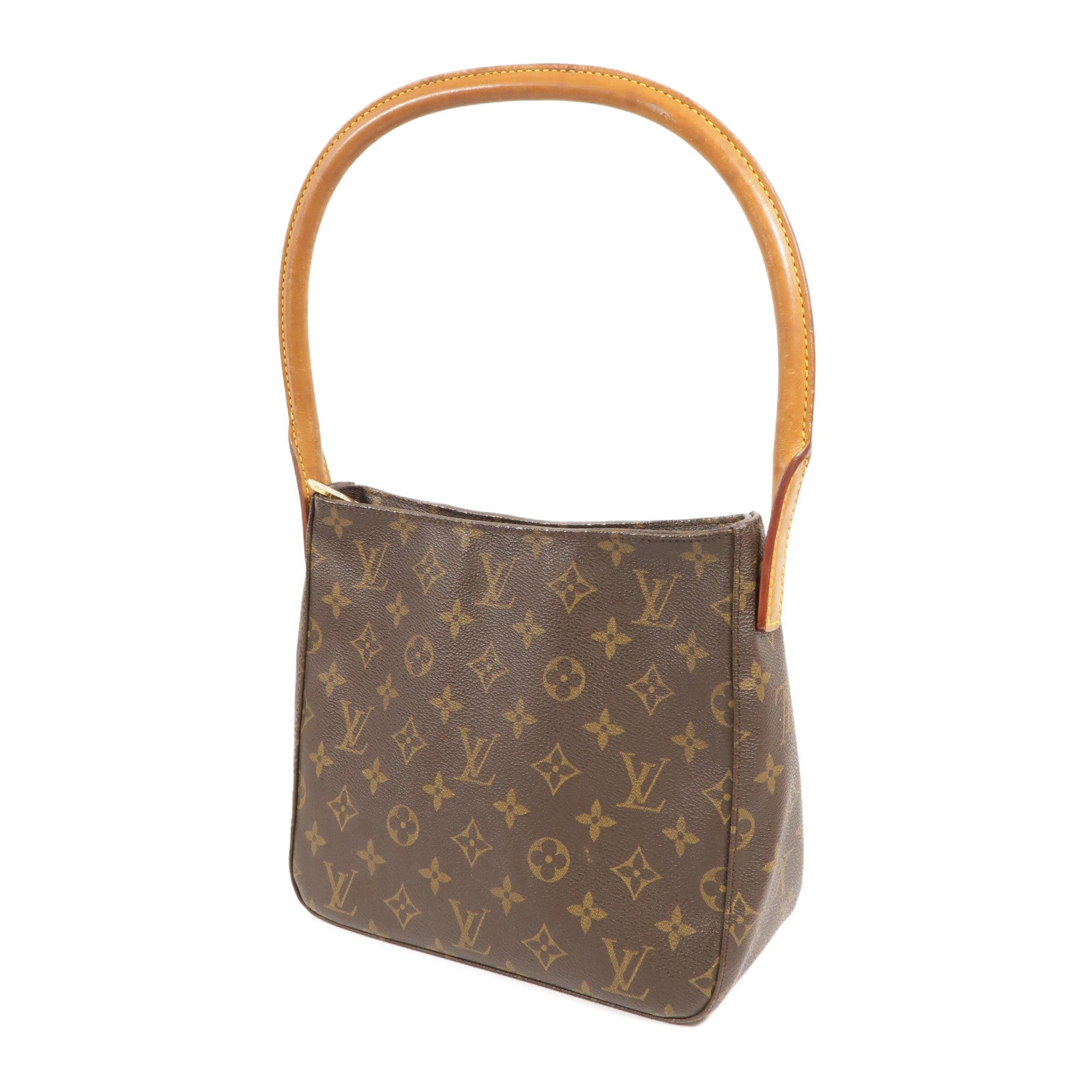 LOUIS VUITTON Monogram Looping MM金扣肩背袋棕色