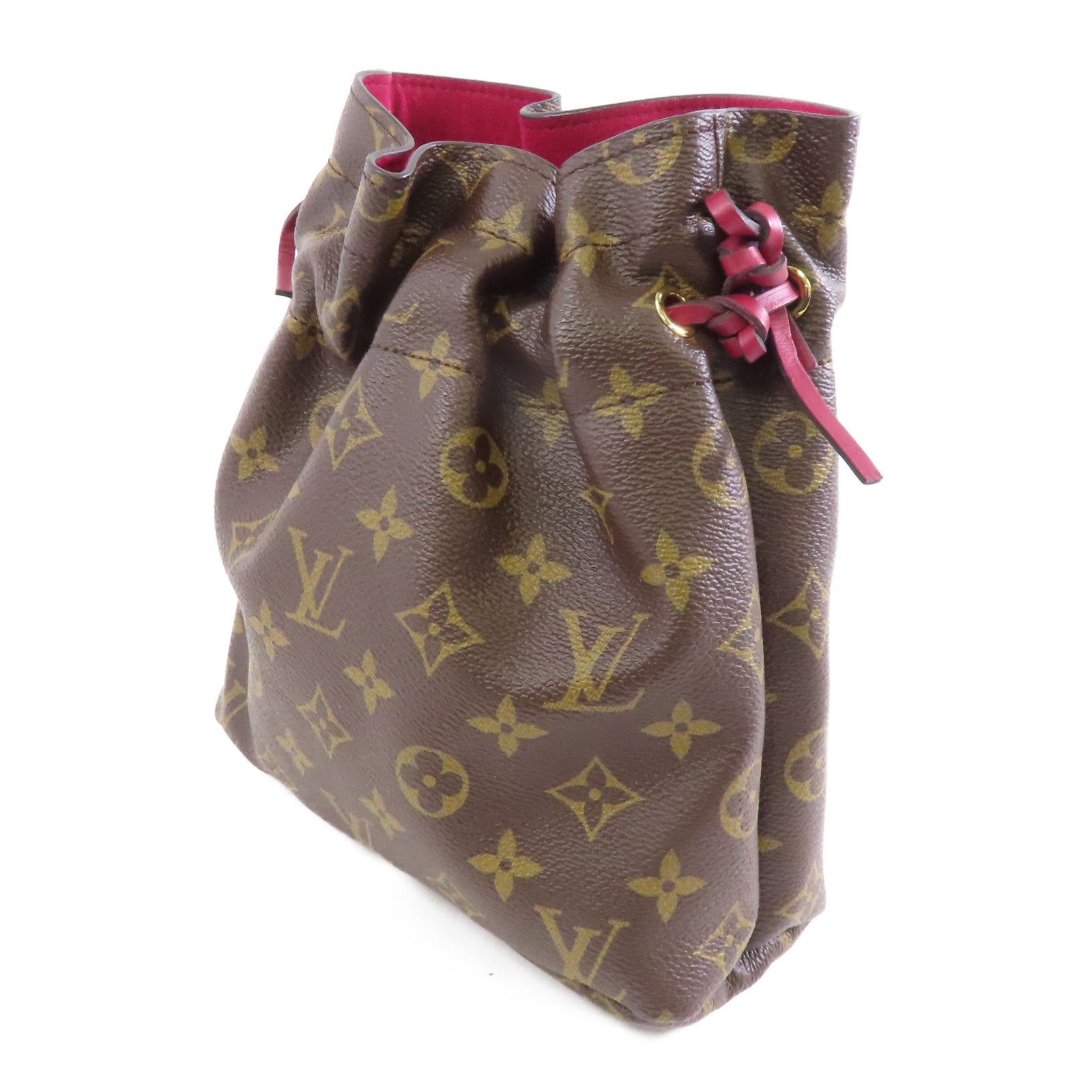 LOUIS VUITTON Monogram Posh Noe Drawstring Pouch金扣手拿包啡色/紫色