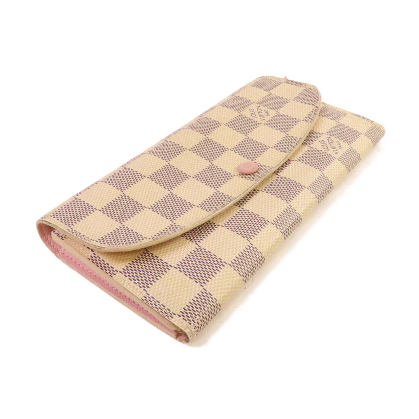 LOUIS VUITTON 【激減優惠】Damier Azur Emilie Long Wallet金扣長錢包米白色/粉紅色