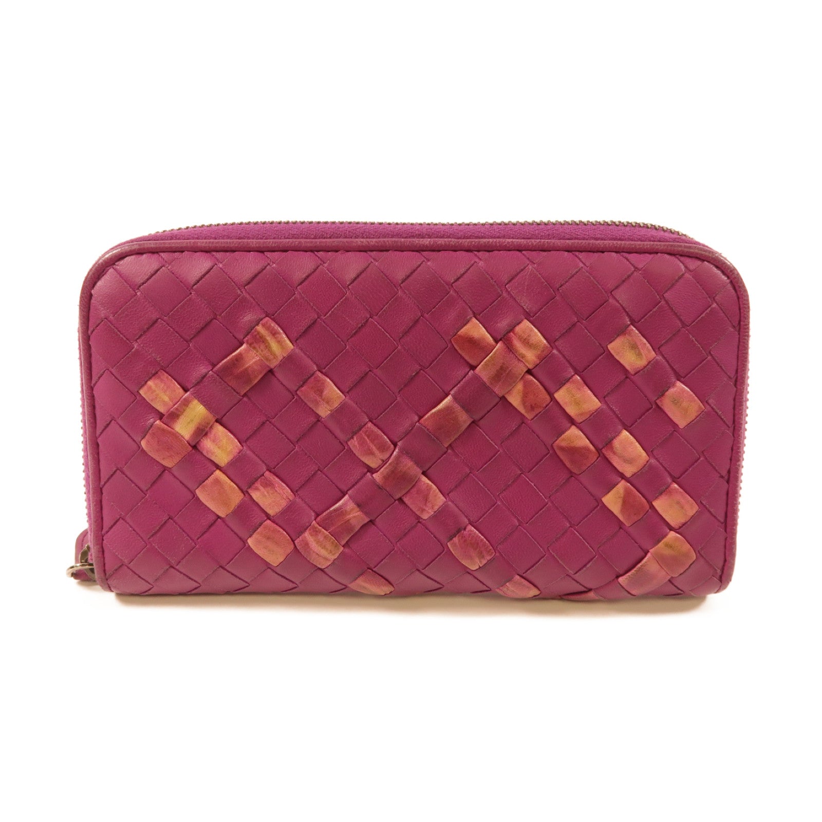 BOTTEGA VENETA 【激減優惠】羊皮皮革Long Wallet銀扣長錢包紫色