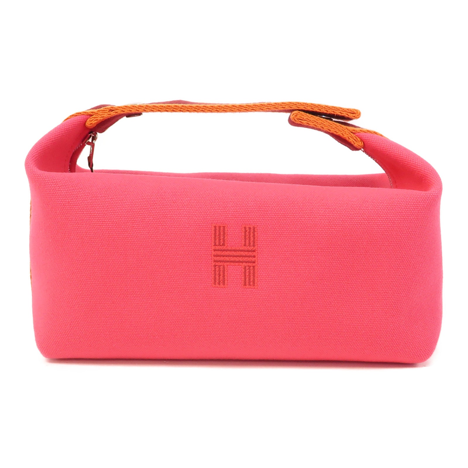 HERMES 帆布Bride A Brac Pm銀扣手挽袋玫瑰極限桃紅色
