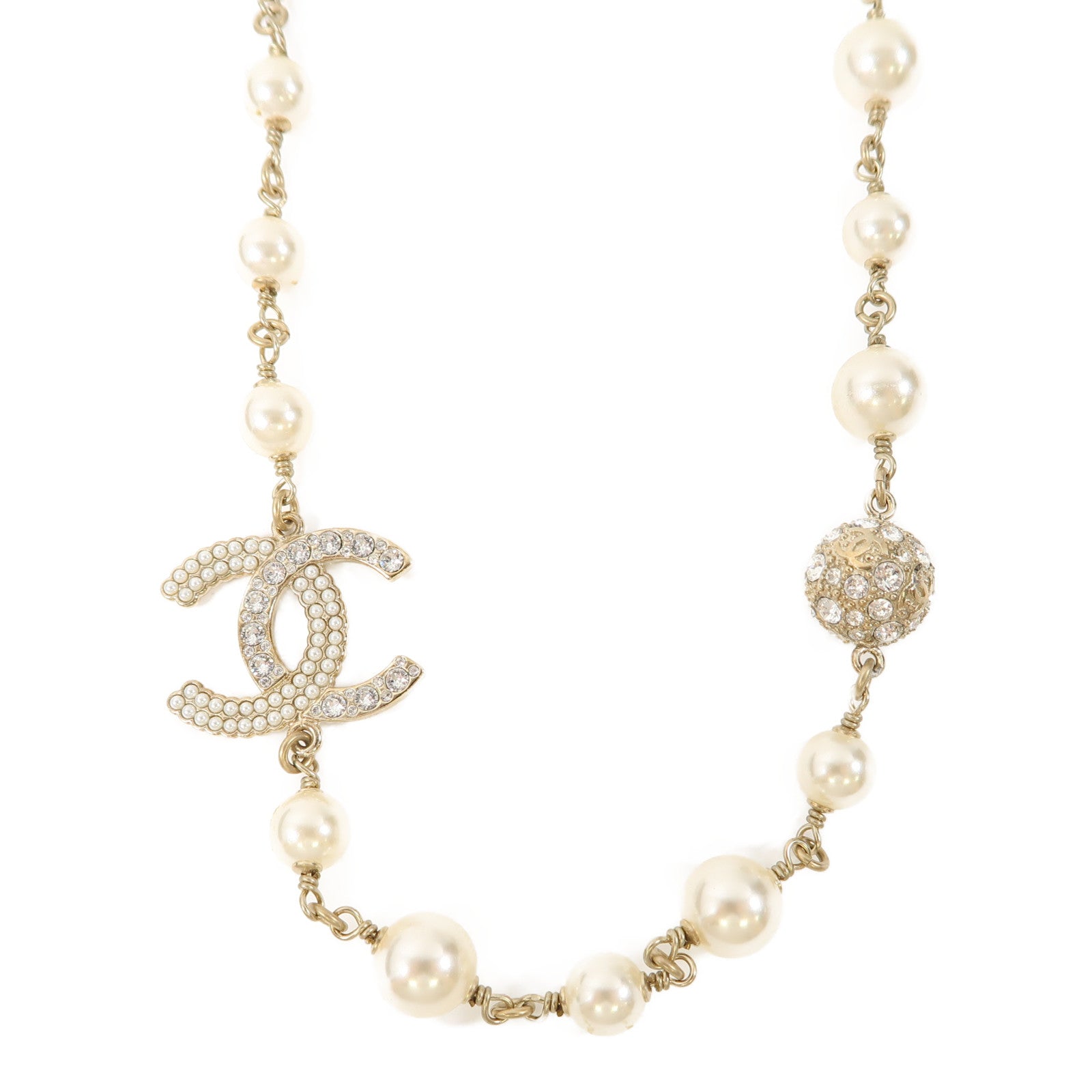CHANEL 金屬/PVC Necklace項鍊金色/白色