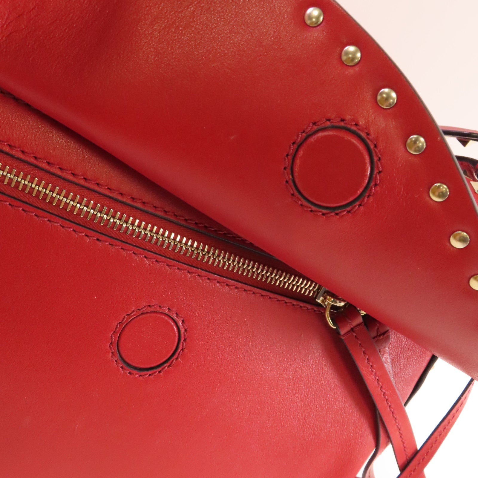 Valentino 牛皮皮革Rockstud 2Way Shoulder Bag金扣手挽肩背兩用袋紅色