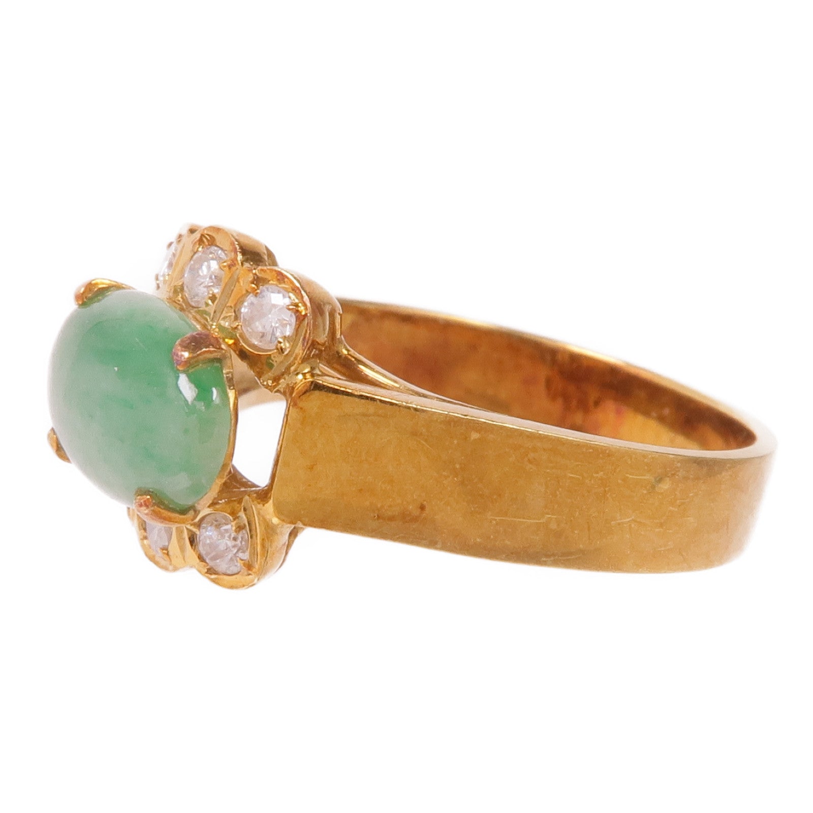 JEWELRY 【激減優惠】18K黃金Jade Diamond Ring翡翠/鑽石戒指US#5