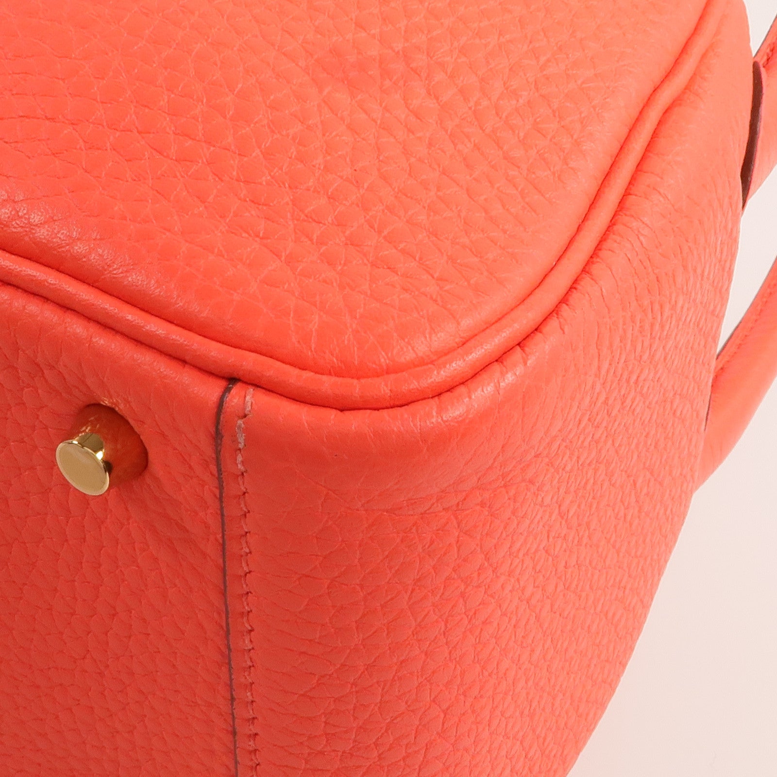 HERMES Clemence皮革Mini Lindy金扣手挽肩背兩用袋Rouge Tomate