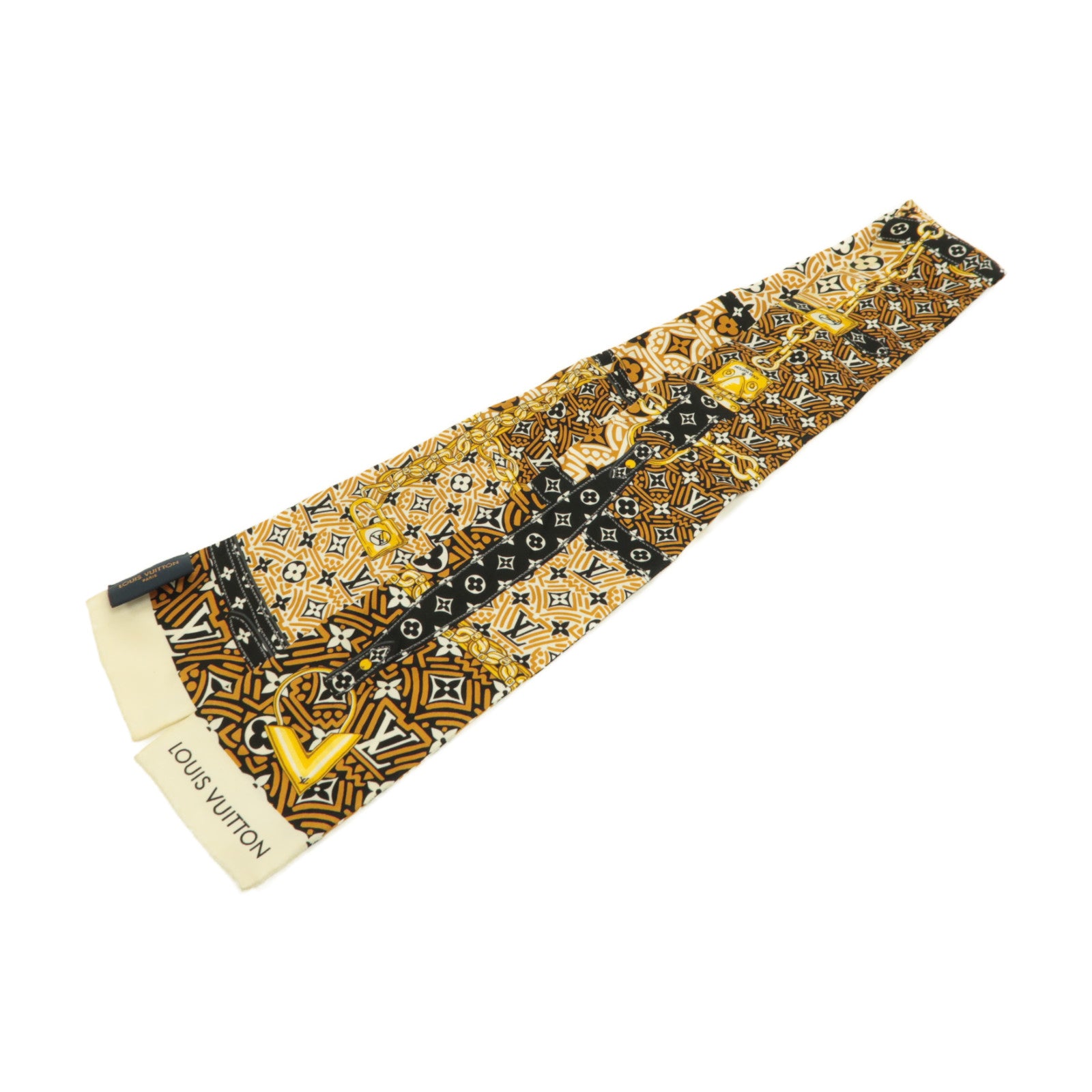 LOUIS VUITTON 絲質Crafty Confidential Bandeau絲巾啡色