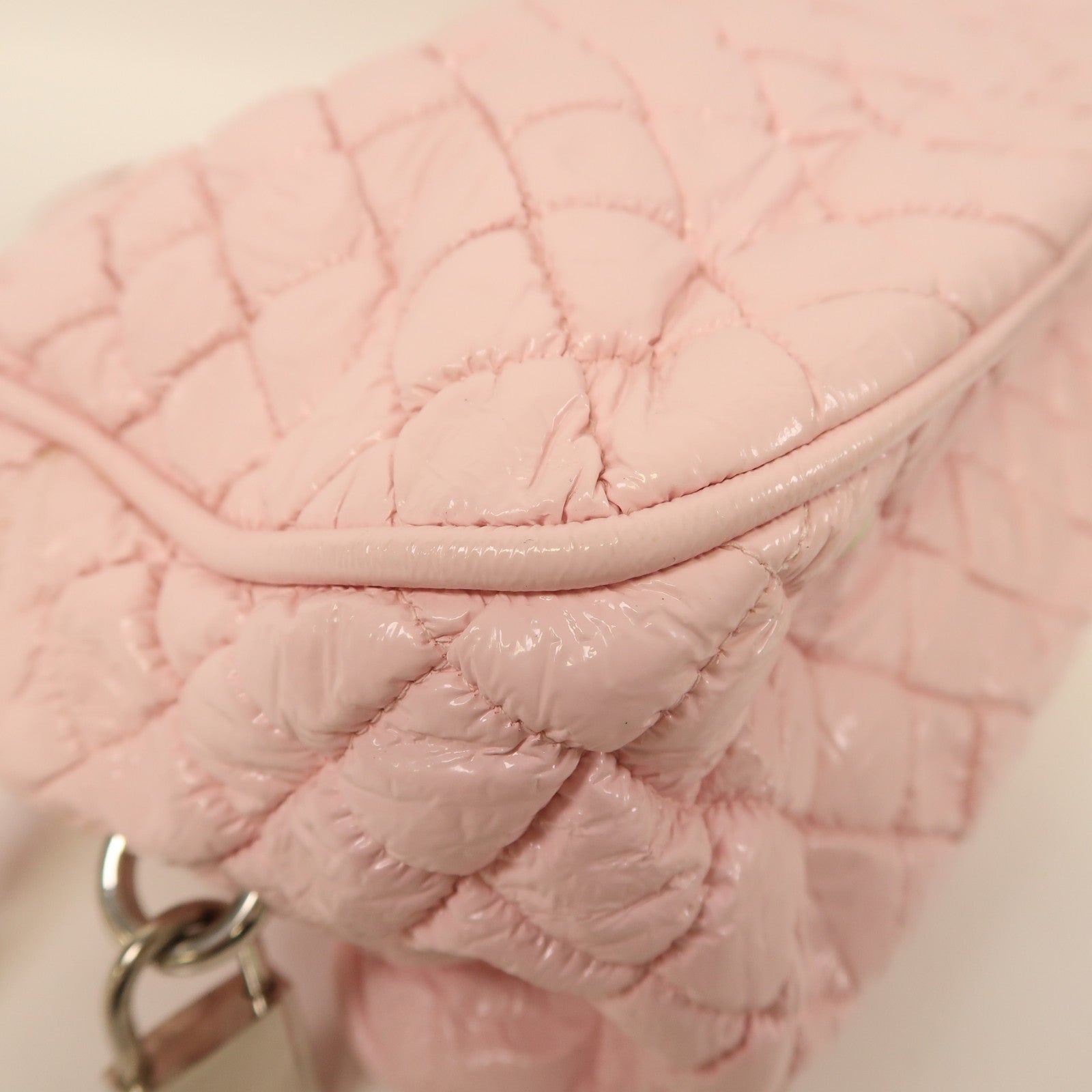 Miu Miu 漆皮皮革Shoulder Bag銀扣手挽肩背兩用袋粉紅色