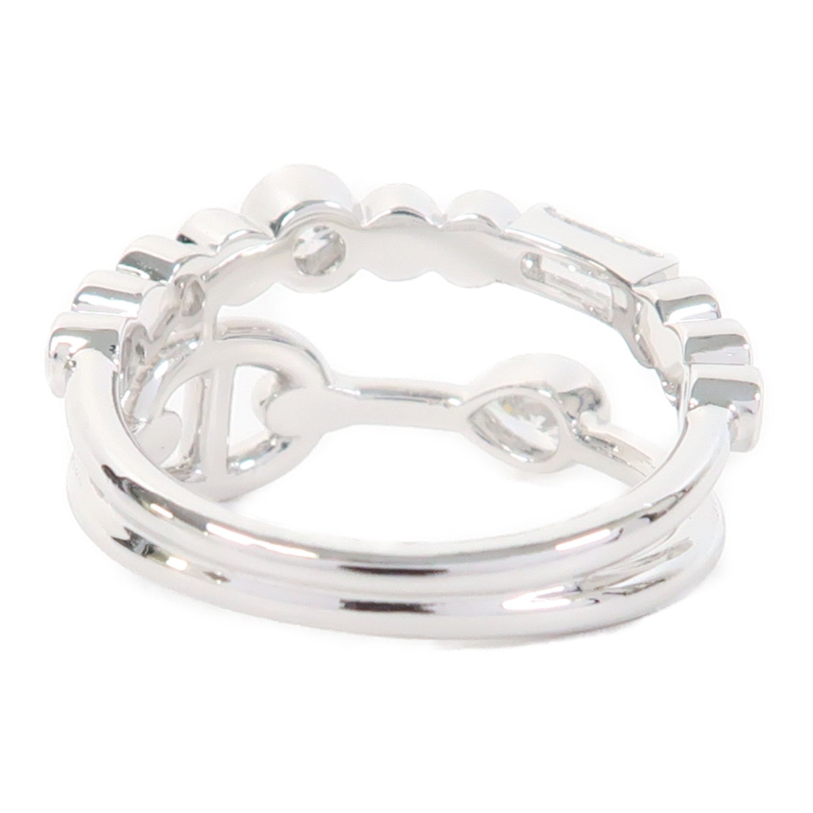 HERMES 【激減優惠】18K白金Chaine d'Ancre Chaos Fancy Ring 0.56ct鑽石戒指#51/US#5.75