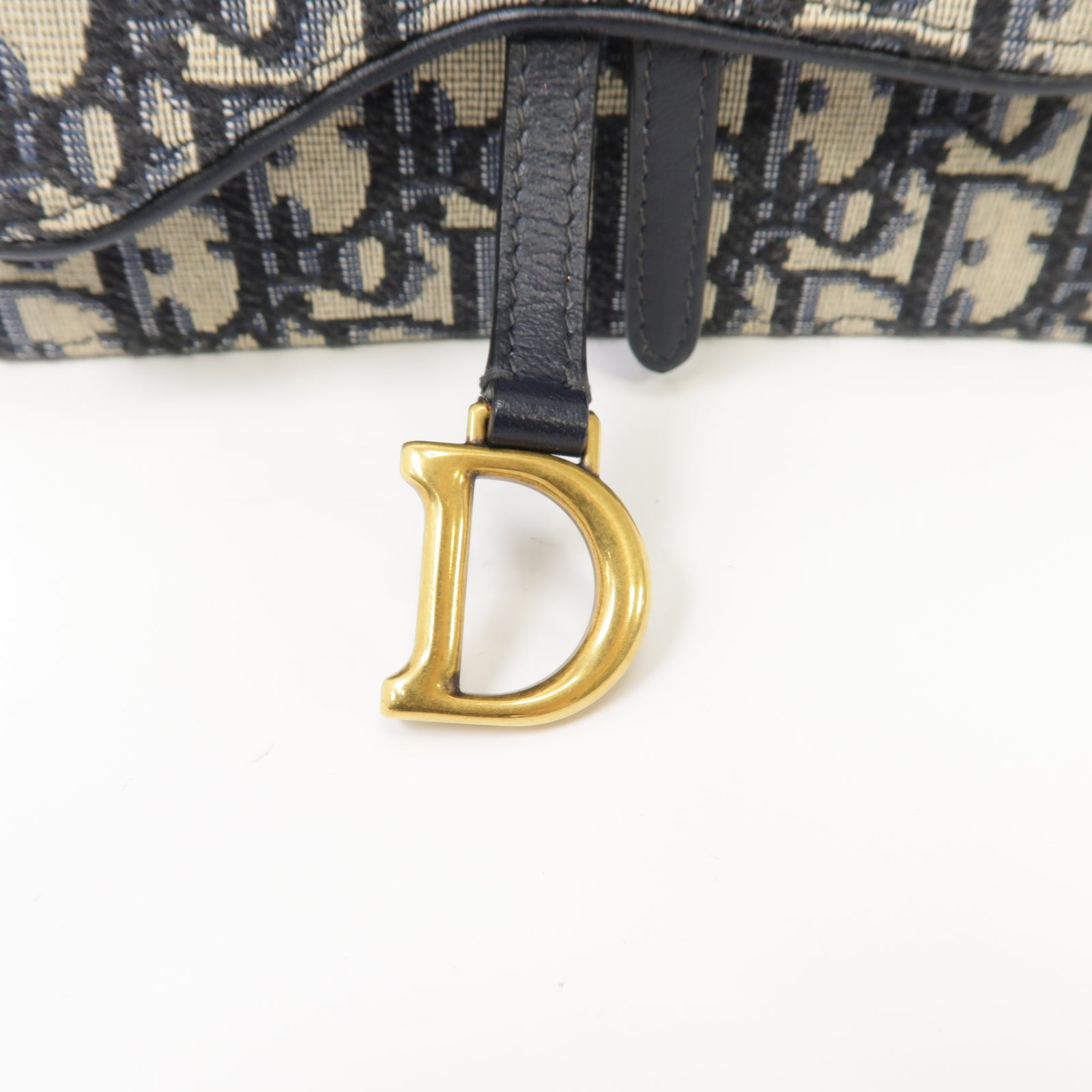Dior 帆布Oblique Saddle Belt Bag金扣腰包藍色