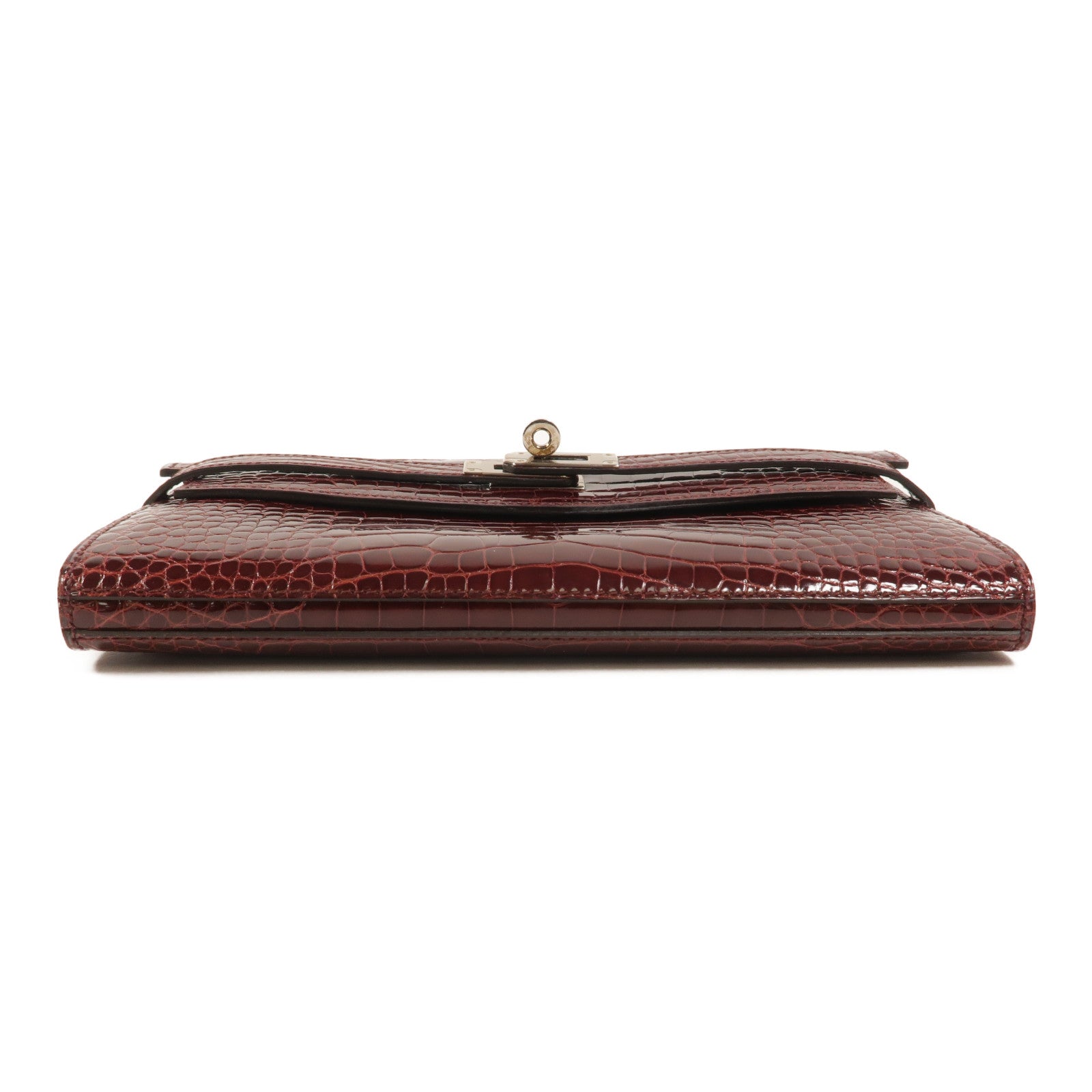 HERMES Alligator皮革Kelly Long Wallet長錢包Bourgogne
