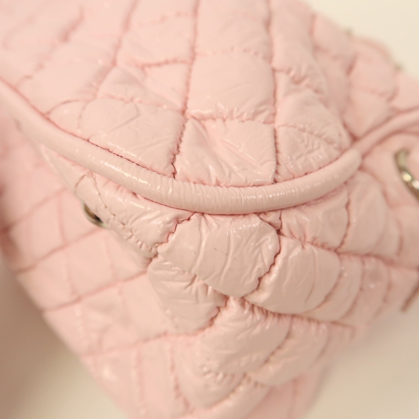 Miu Miu 漆皮皮革Shoulder Bag銀扣手挽肩背兩用袋粉紅色