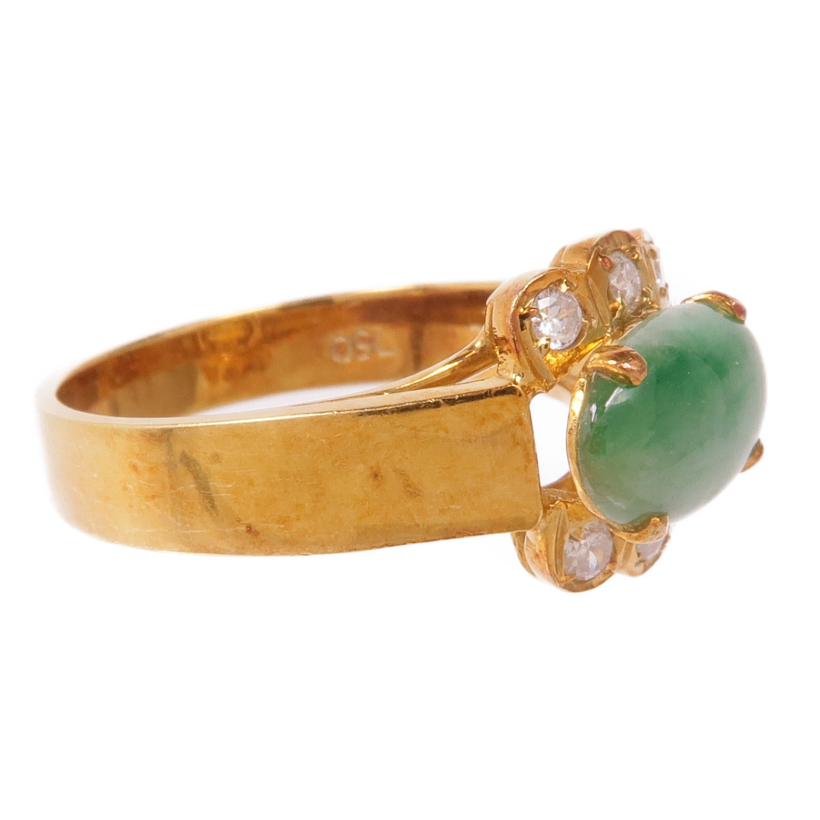 JEWELRY 【激減優惠】18K黃金Jade Diamond Ring翡翠/鑽石戒指US#5