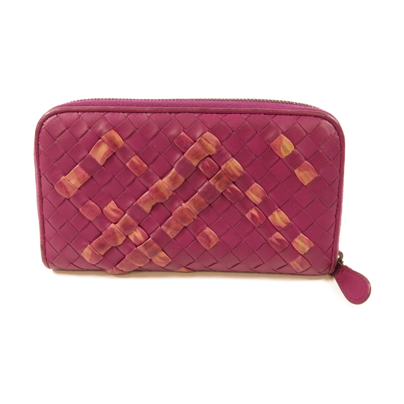 BOTTEGA VENETA 【激減優惠】羊皮皮革Long Wallet銀扣長錢包紫色