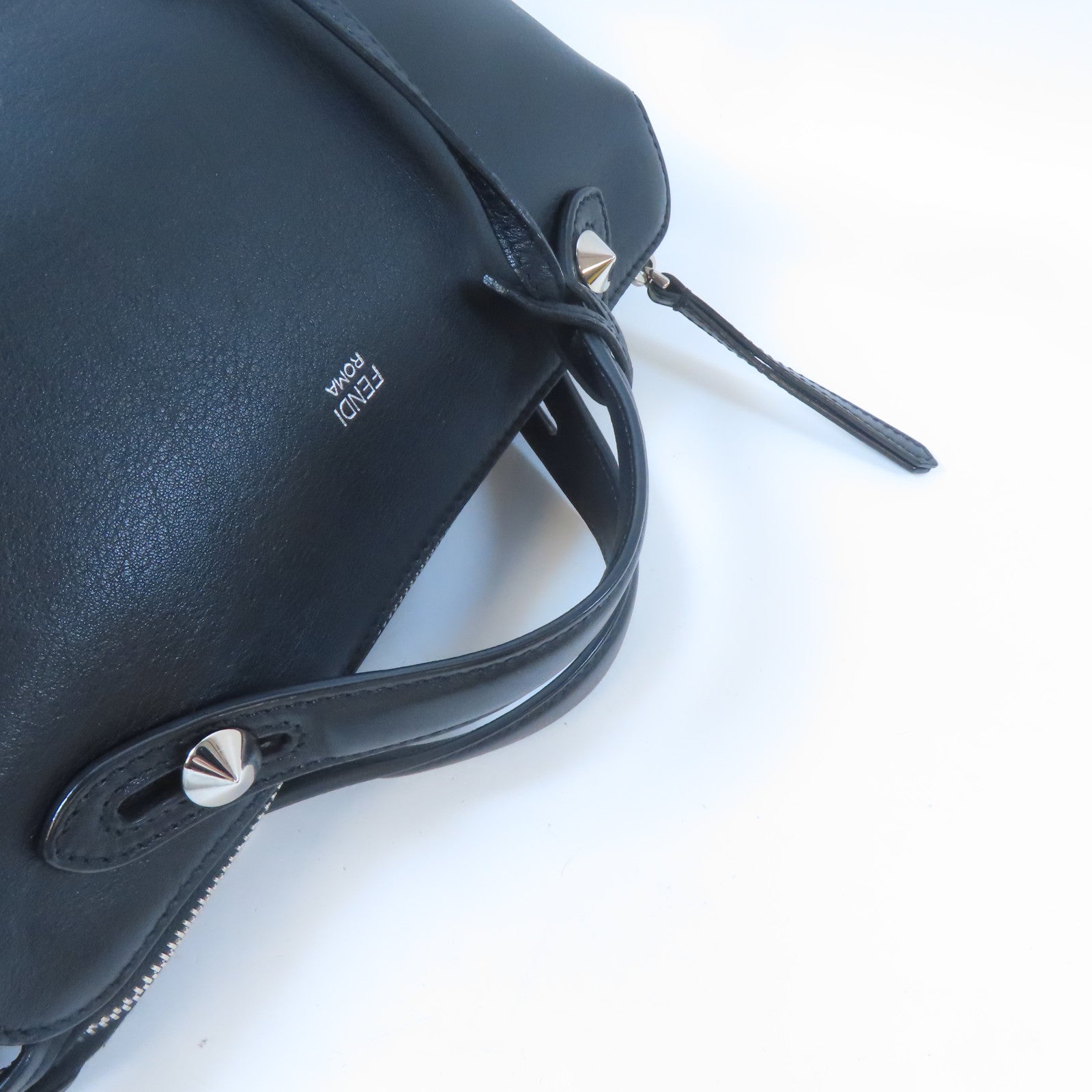 FENDI 牛皮皮革By The Way銀扣手挽肩背兩用袋黑色
