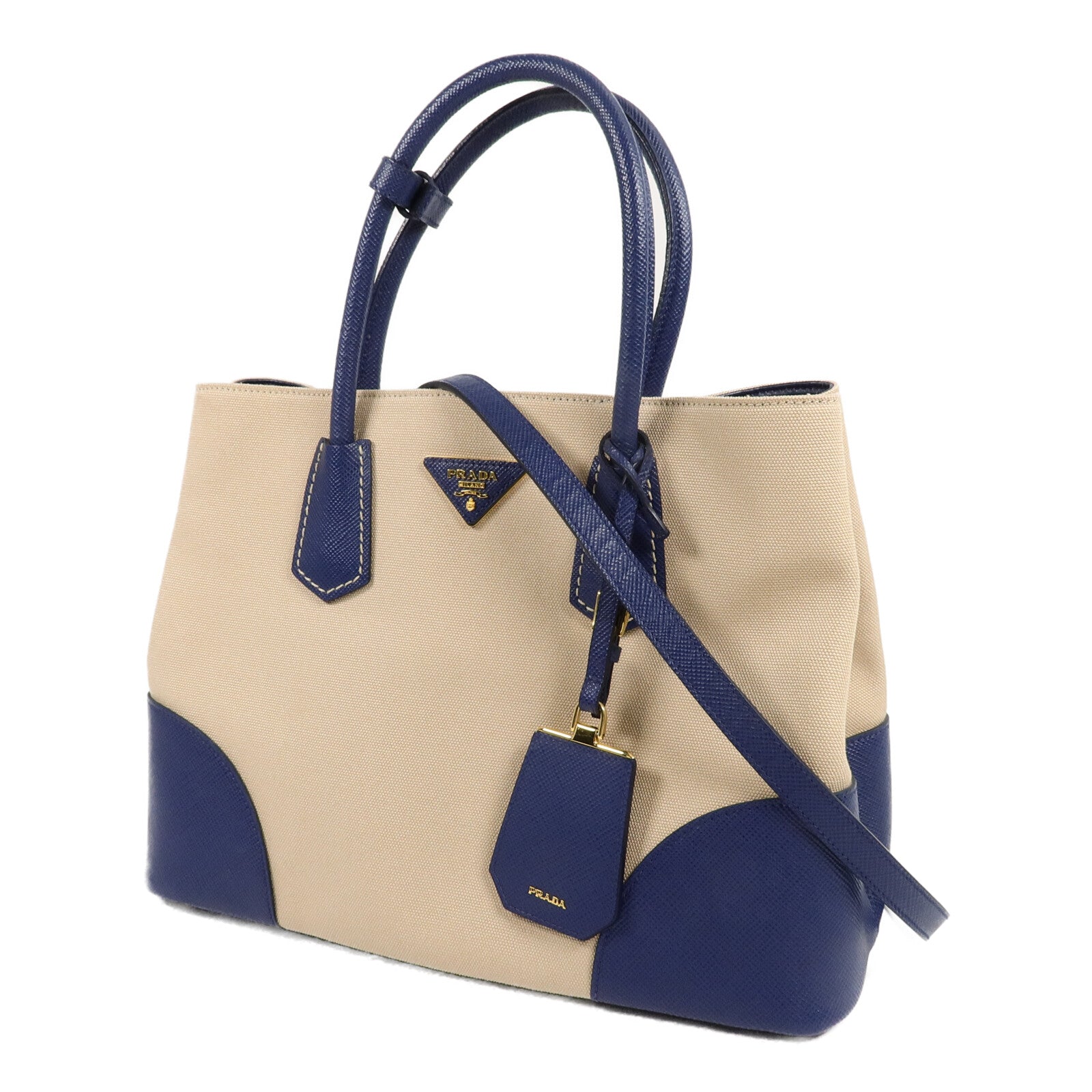 PRADA 牛皮皮革/帆布2 Way Shoulder Bag手挽肩背兩用袋
