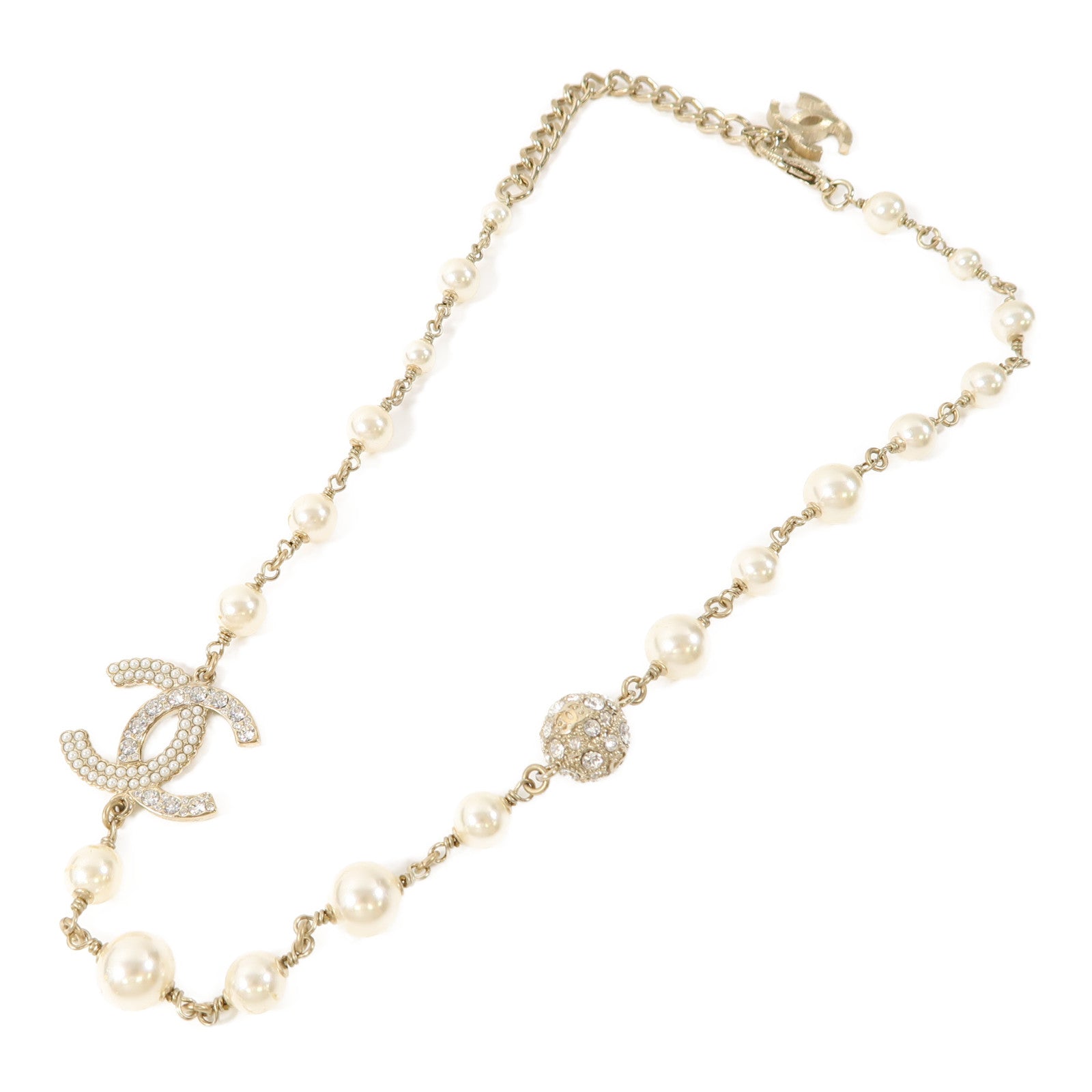 CHANEL 金屬/PVC Necklace項鍊金色/白色