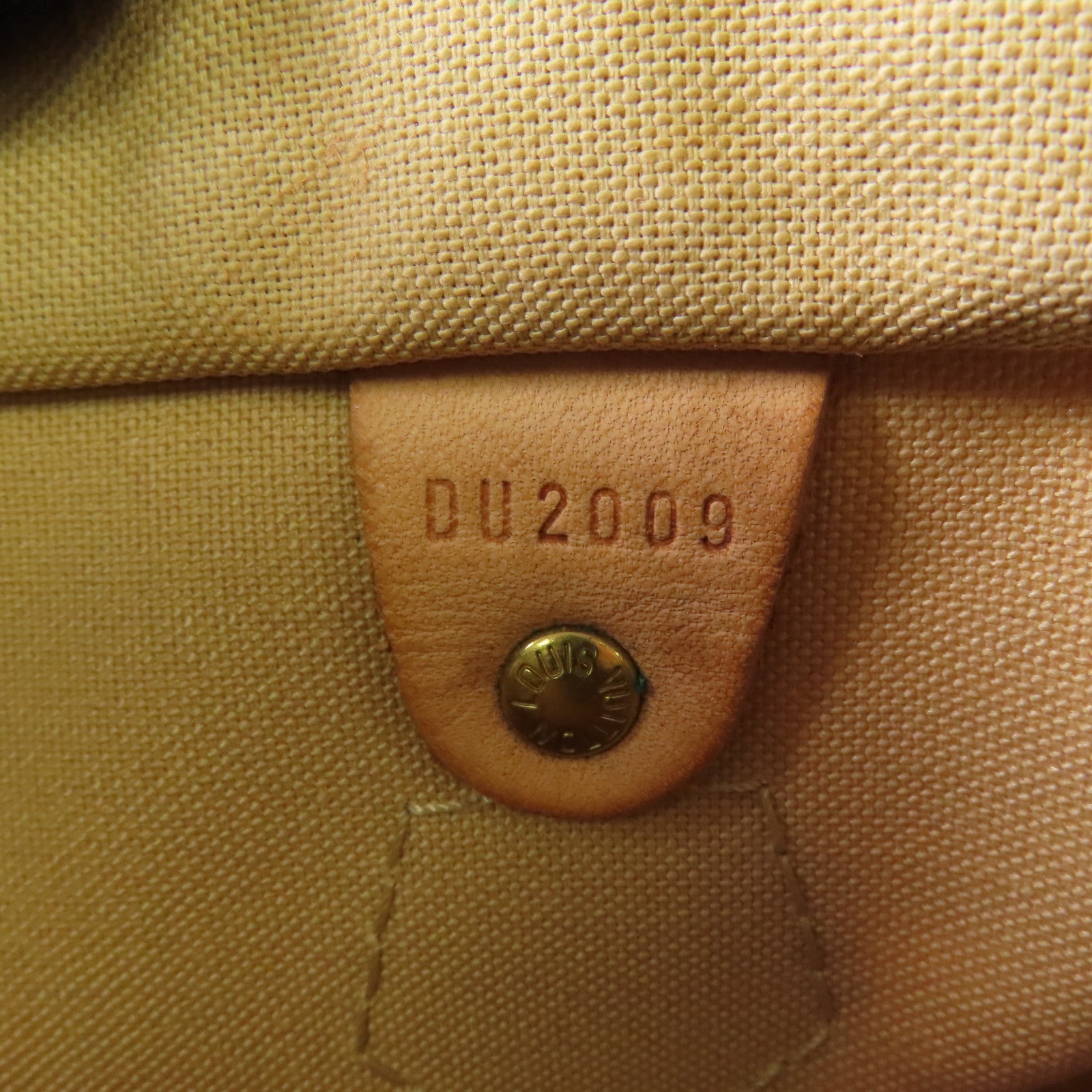 LOUIS VUITTON Damier Azur Speedy 30金扣手挽袋白色