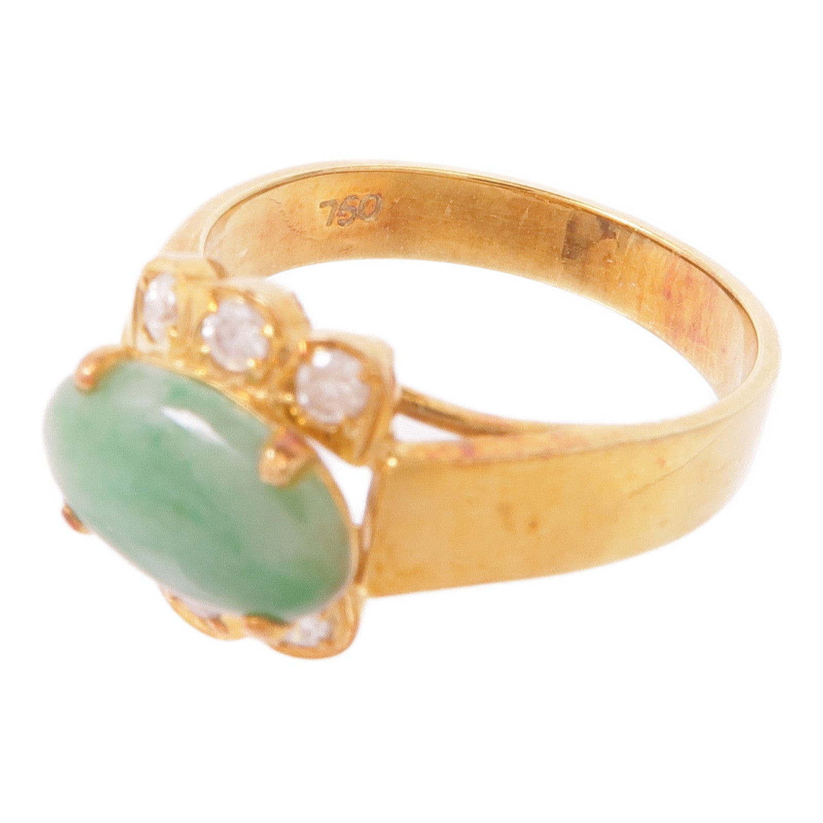 JEWELRY 18K黃金Jade Diamond Ring翡翠/鑽石戒指US#5